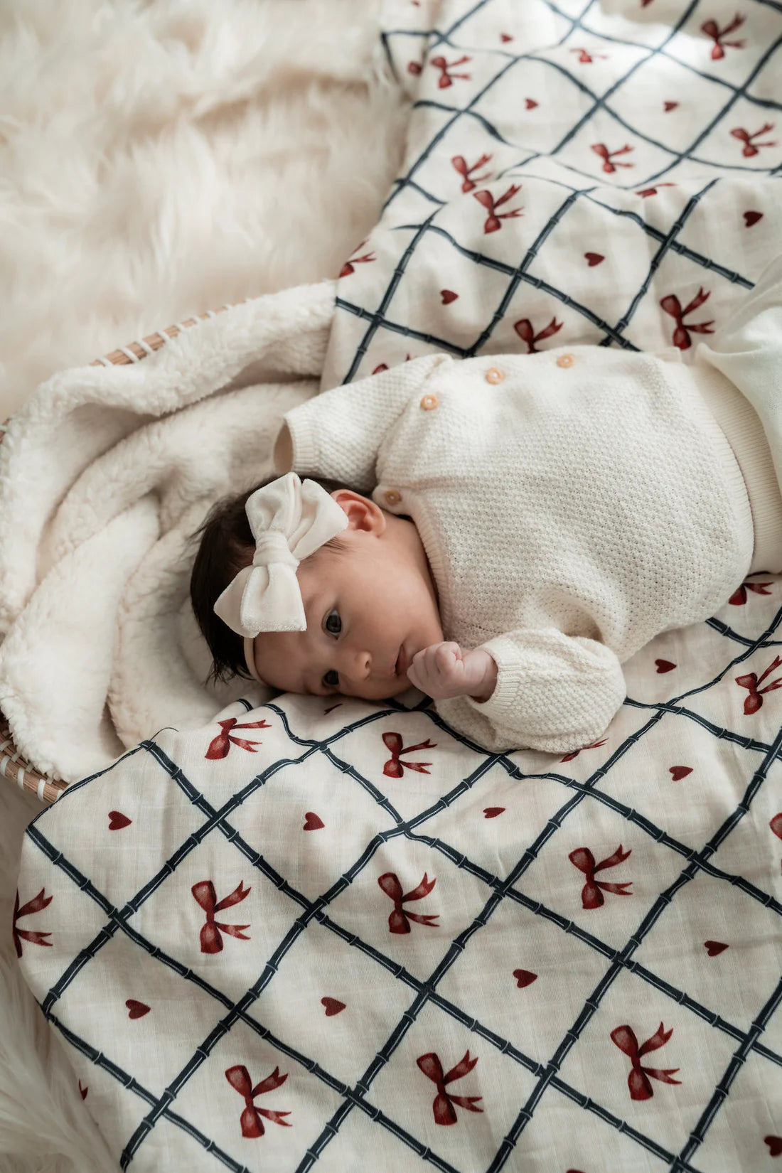 Pop Ya Tot Organic Muslin Swaddle Blanket - Soft & Breathable Baby Wrap for Newborns - Perfect for Swaddling, Nursing, and Stroller Use - Bow Peep Design