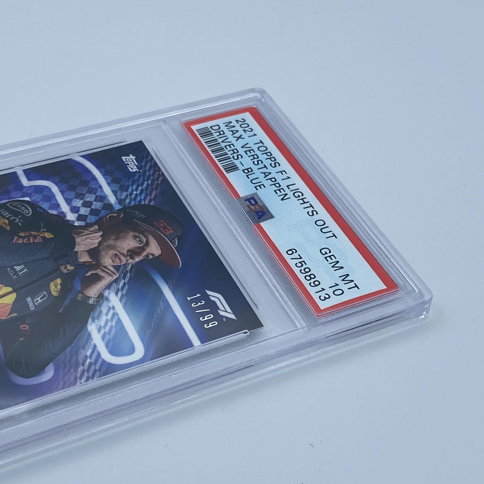 PSA 10 13/99 Max Verstappen Blue Parallel Racing Card - Rare Collectible for F1 Fans & Sports Memorabilia Enthusiasts - Perfect for Display, Trading, and Investment