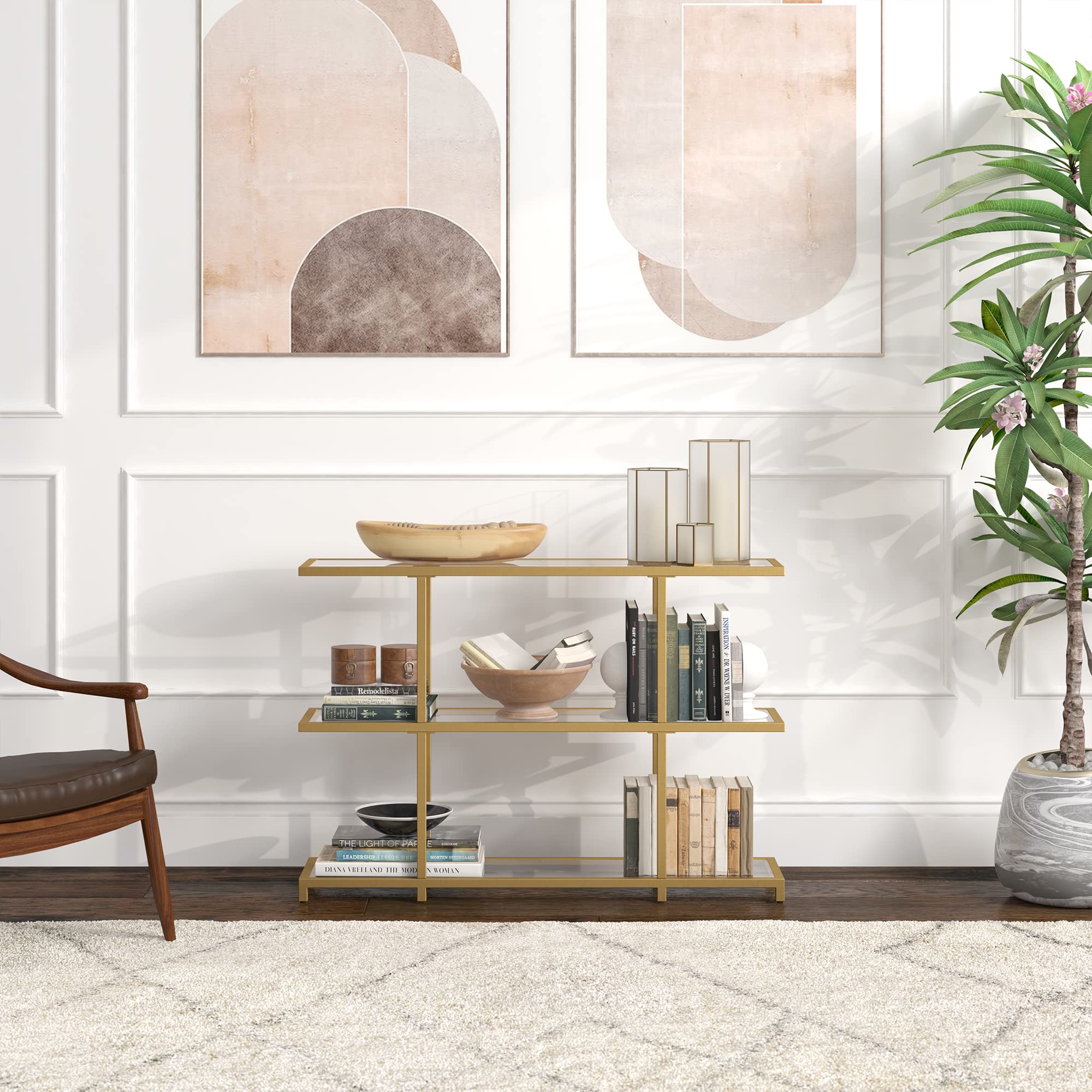 42'' Wide Rectangular Brass Console Table - Modern Entryway & Hallway Furniture for Living Room Decor | Greenwich Home Collection