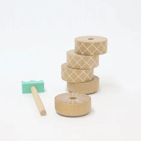 Kiko & GG Aloha Pineapple Topple Game - Fun Wooden Stacking Game for Kids & Families - Perfect for Beach Parties, Backyard BBQs & Indoor Family Game Nights