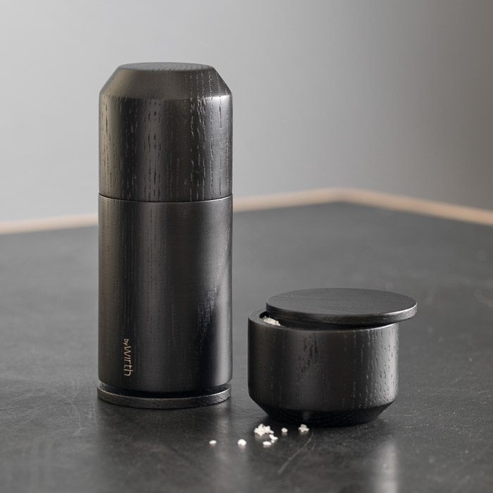 Premium EKTA LIVING 'Crush Me' Adjustable Salt and Pepper Grinder Set - Black Oak Wooden Mill for Gourmet Cooking & Fine Dining Table Setting