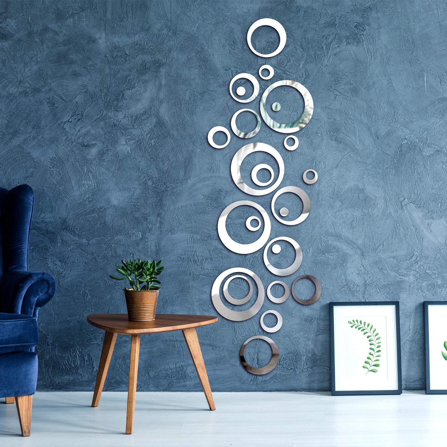 Self-Adhesive Acrylic Mirror Wall Decals - 48-Piece Removable Sticker Set for Home, Living Room & Bedroom Decor (Style A) - Perfect for DIY Wall Art, Nursery Accents, and Modern Interior Design