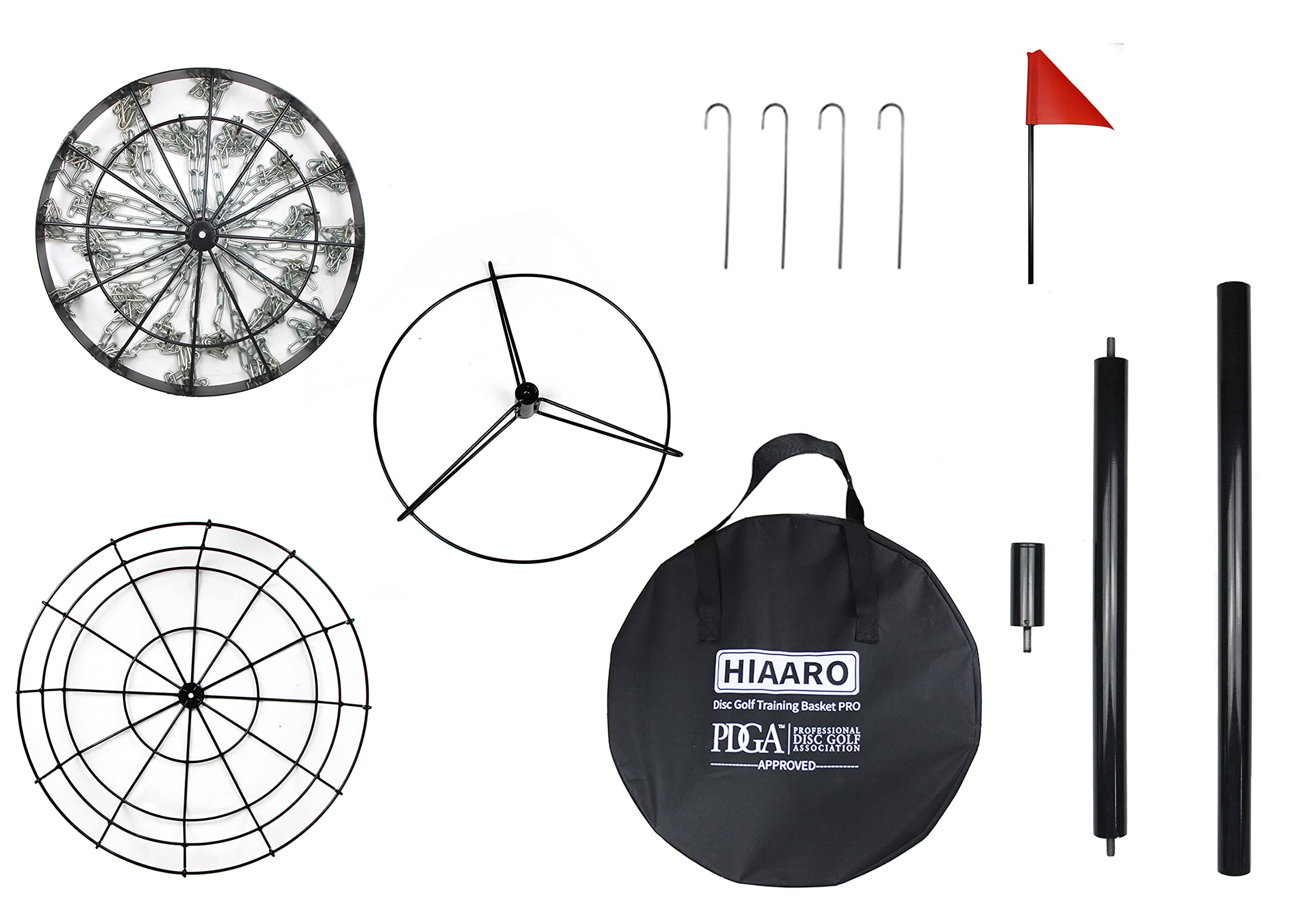 PDGA Approved HIAARO PRO Disc Golf Basket - Portable Heavy Duty 24-Chain Target for Professional Players | Perfect for Backyard Practice, Course Training & Tournament Play