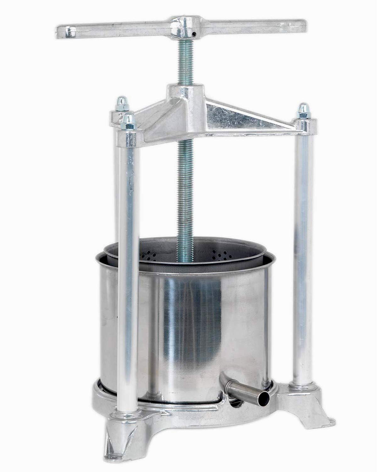 Premium Ferrari Aluminum & Stainless Steel Fruit Press - 20x17cm (5.5 Quart) for Juicing Apples, Grapes & Berries - Perfect for Homemade Cider, Wine & Juice Making
