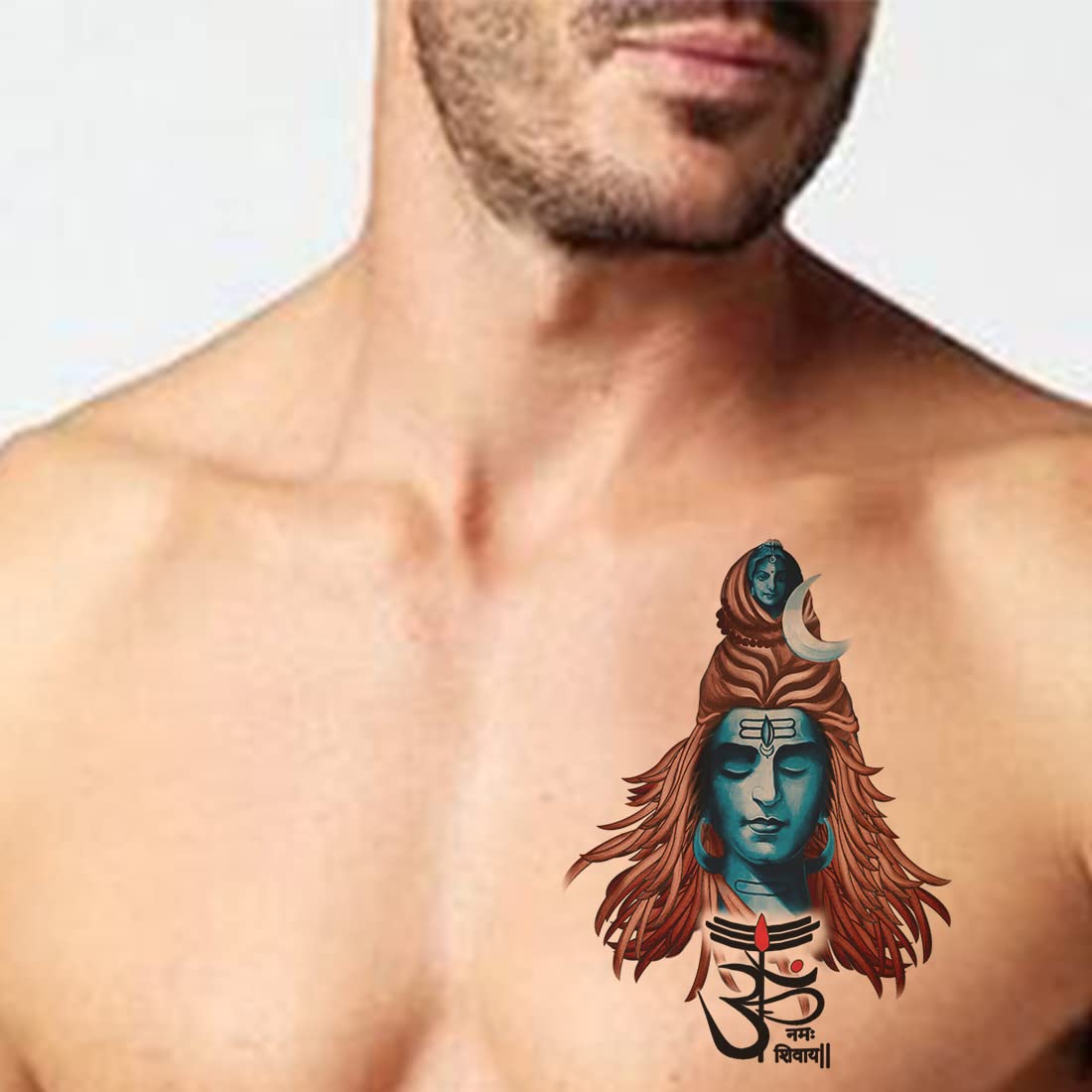 Om Namah Shivaya Lord Shiva Temporary Tattoo - Waterproof Fake Body Art for Men & Women - Spiritual Hindu Tattoos for Festivals, Yoga & Meditation
