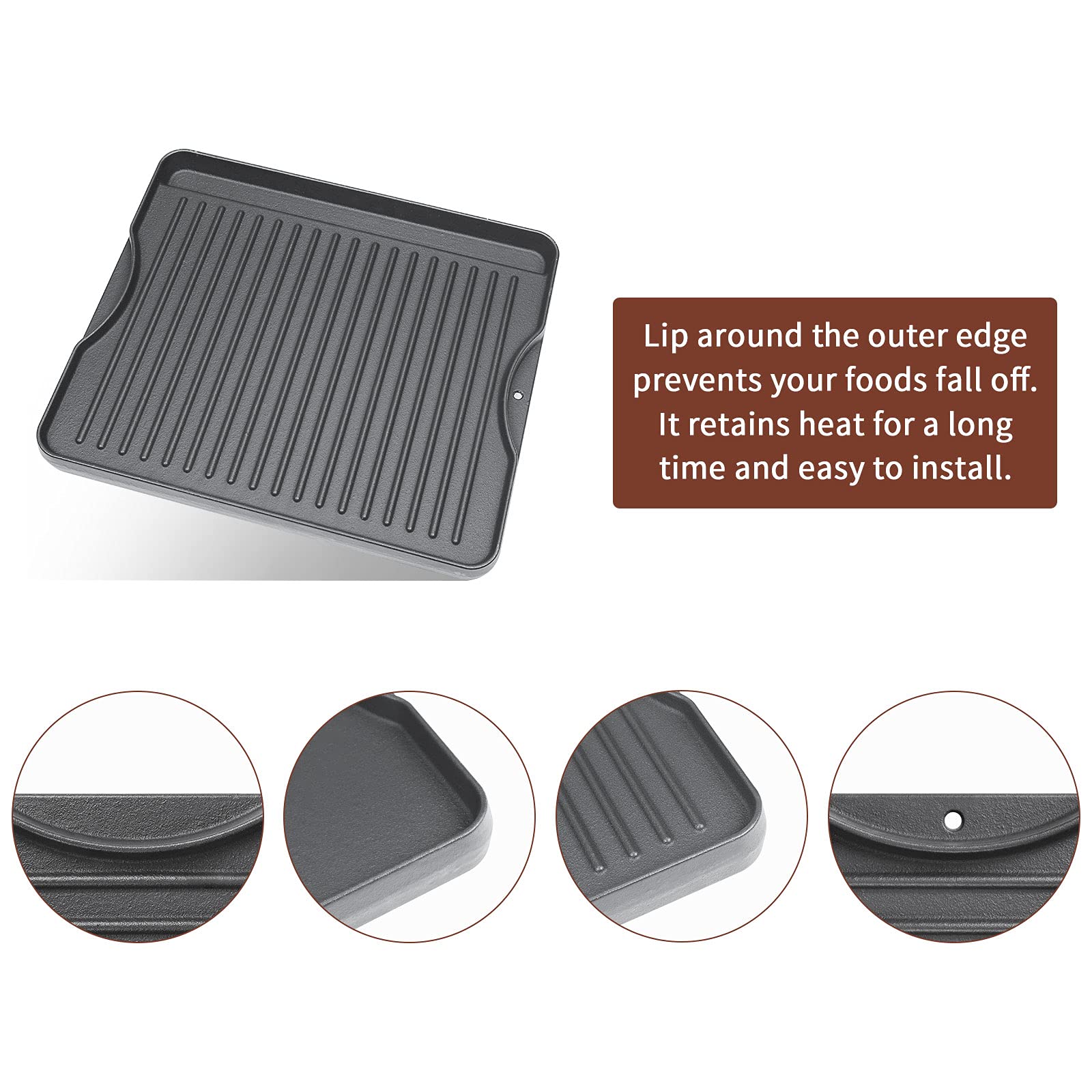 Uniflasy Reversible Cast Iron Griddle for Camp Chef Explorer - Compatible with 2-Burner, 3-Burner, 2X, 3X & Single Burner Stoves - Fits 14