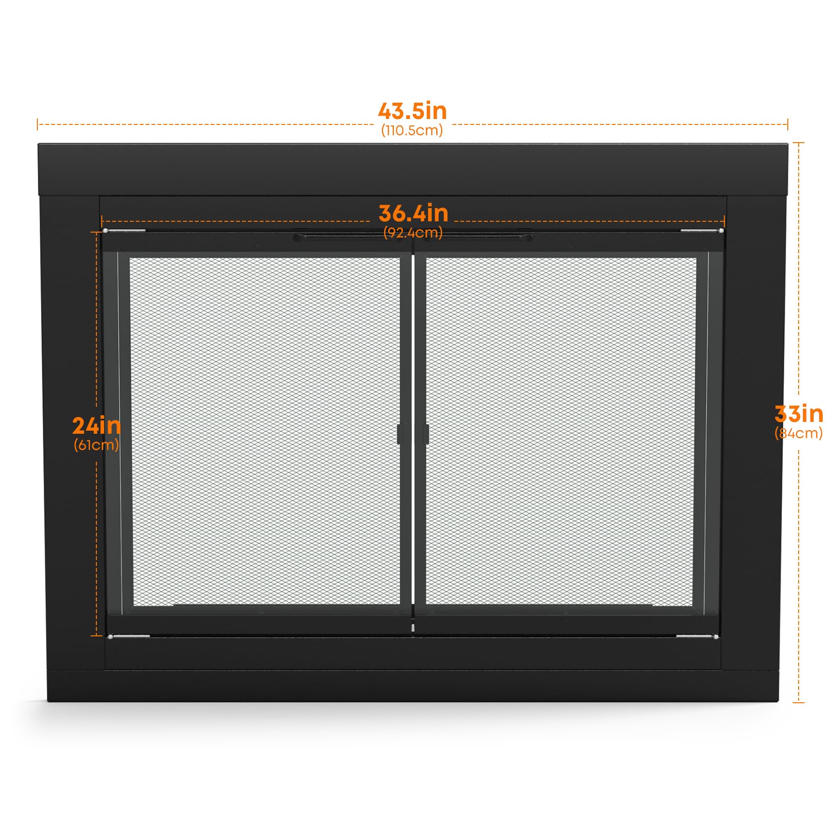 Stanbroil Black Fireplace Glass Cabinet-Style Door - Large Decorative Fireplace Screen for Wood Burning Stoves & Fireplace Accessories - Perfect for Living Room, Patio, and Outdoor Fireplace Safety