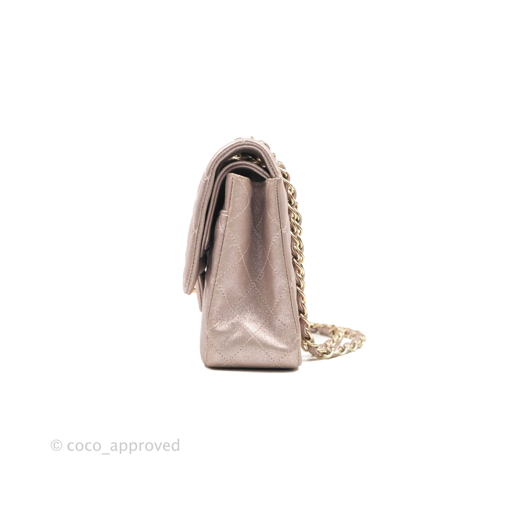 Chanel Classic M/L Medium Double Flap Bag in Rose Gold Pink Lambskin with Gold Hardware - Luxury Handbag for Women, Perfect for Parties, Weddings & Special Occasions