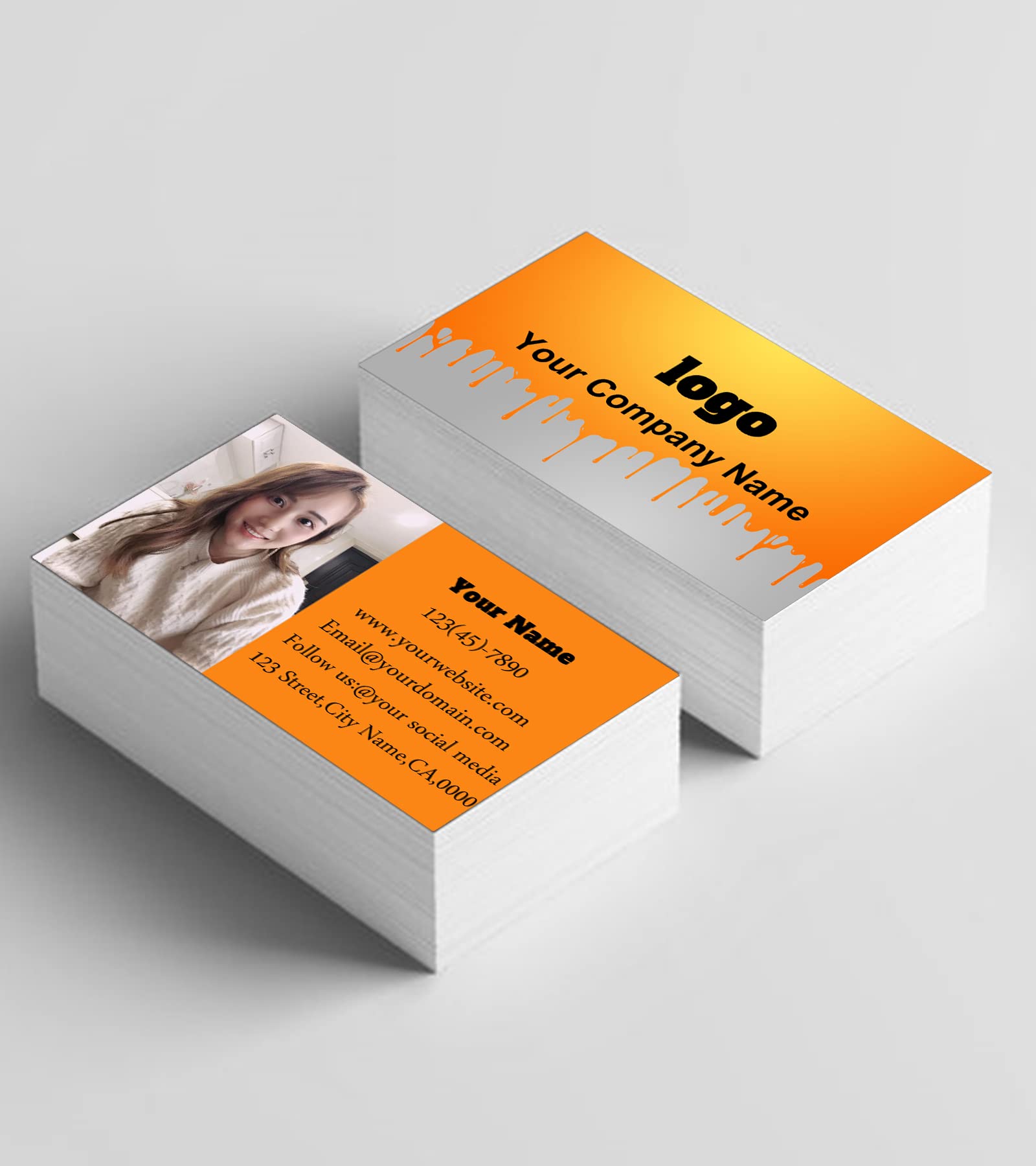 Custom Business Cards with Logo - Personalized Name Cards with Photo/Text - Print Front & Back - 500 Premium Quality Cards - Perfect for Networking, Branding & Professional Greetings