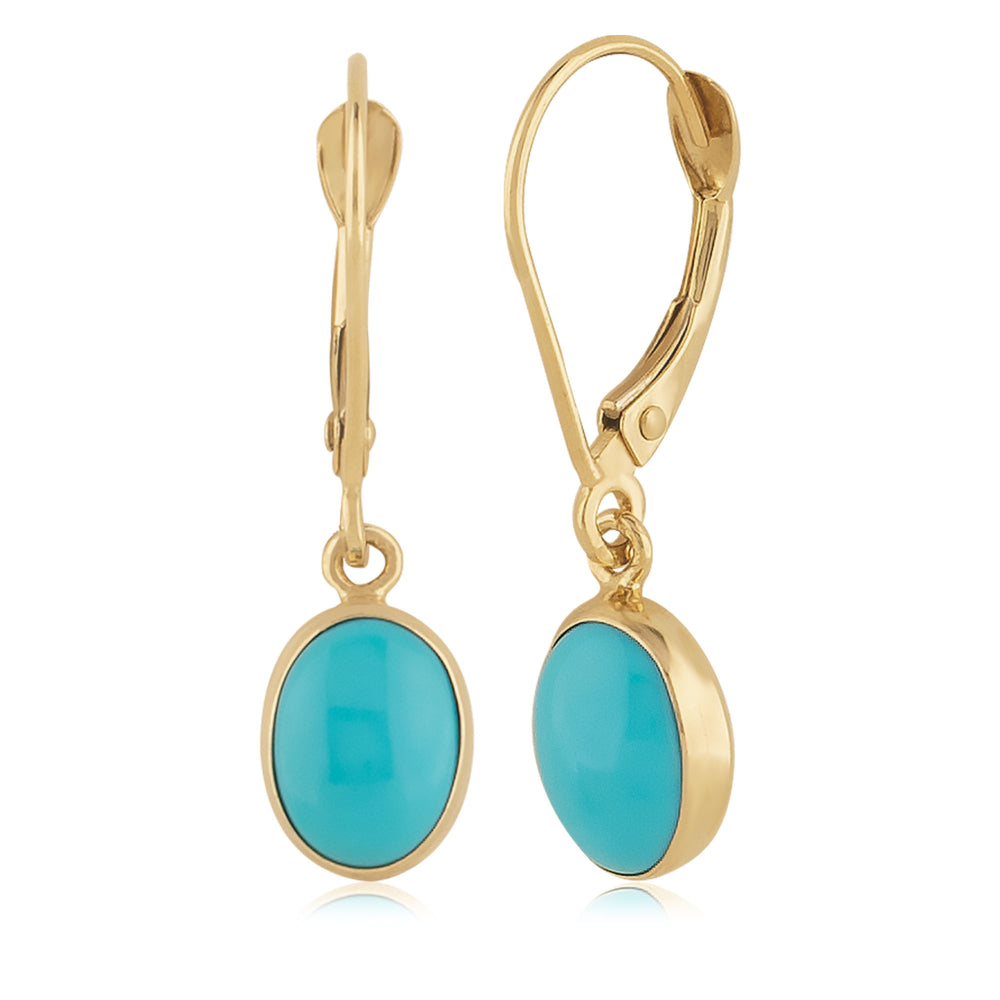 14K Gold Turquoise Drop Earrings for Women - Handmade Dangle Earrings with Genuine Turquoise Stones - Perfect for Weddings, Parties & Special Occasions