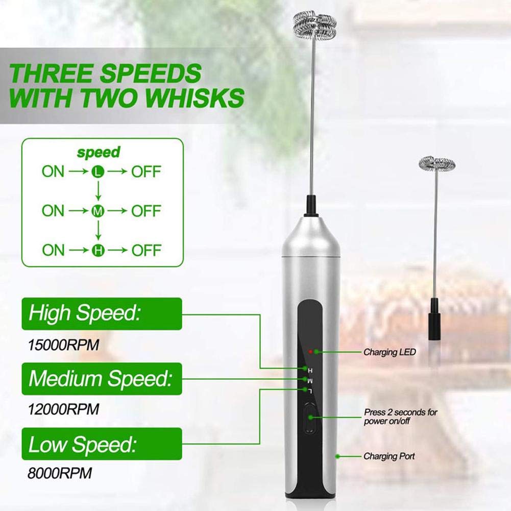 Electric USB Rechargeable Milk Frother & Mixer - Handheld Multi-Function Eggbeater for Coffee, Hot Chocolate & Baking | Perfect for Home Kitchen & Cafe Use