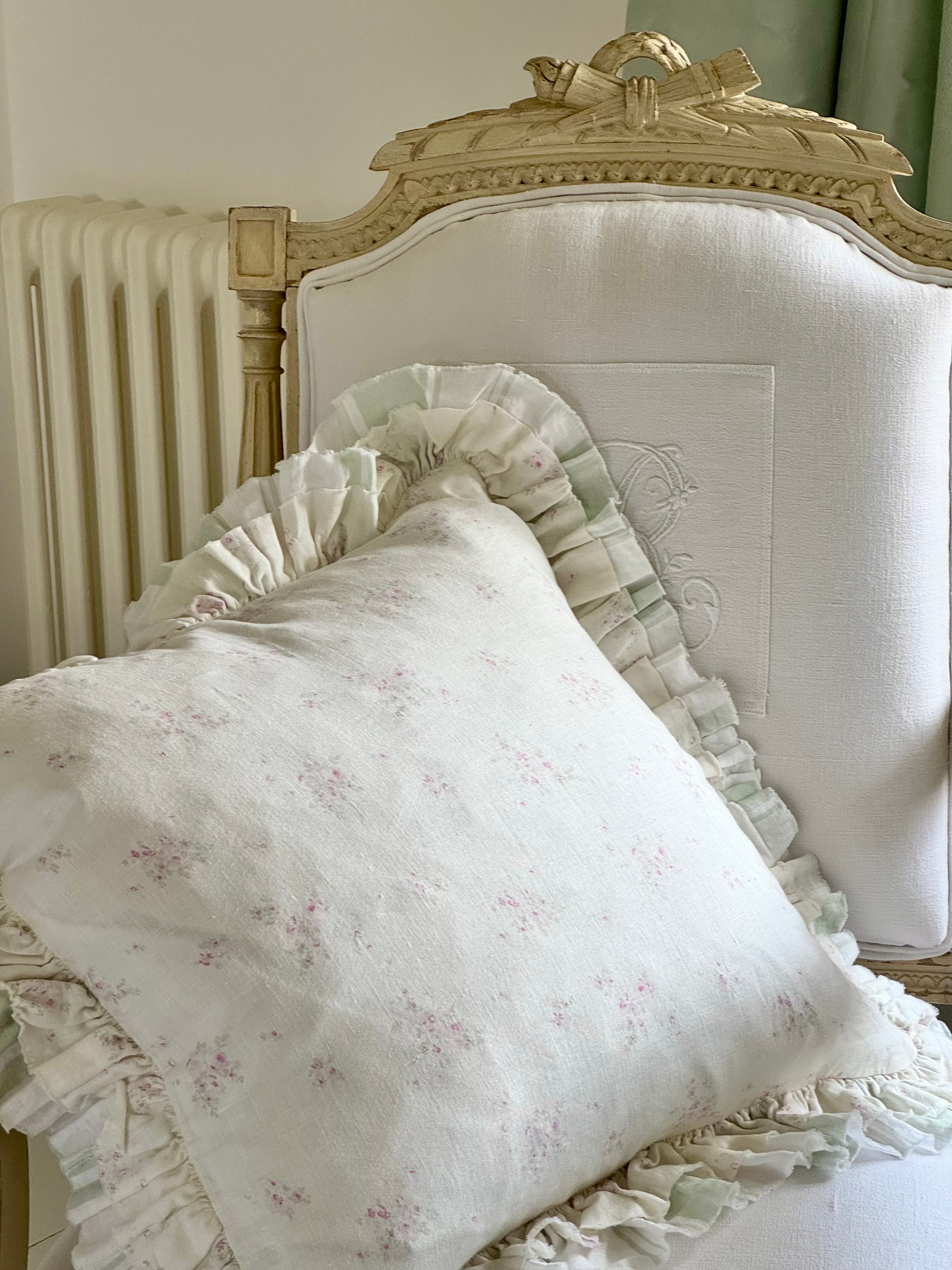 Rosabelle & Pistachio Ruffle Decorative Throw Pillow Cover - Soft Bohemian Home Decor for Living Room, Bedroom, Sofa or Nursery