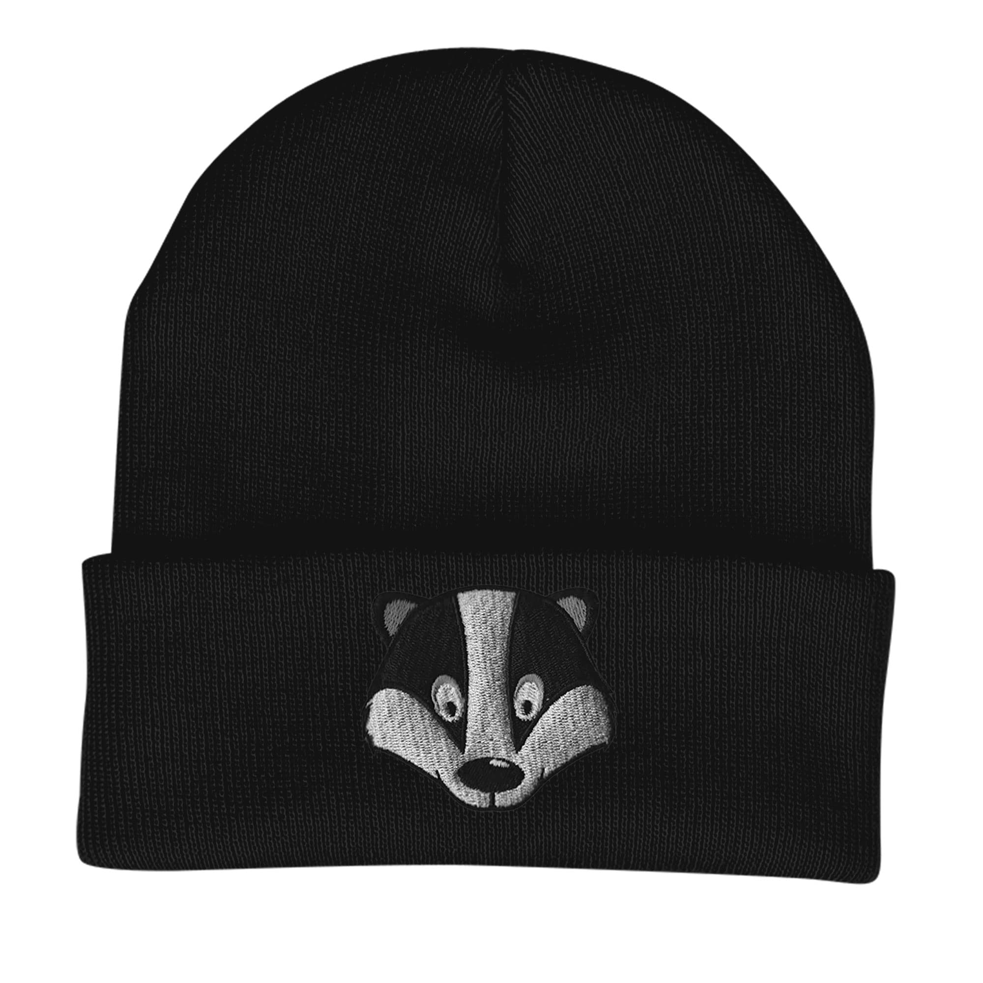 Men's Badger Face Embroidered Knit Beanie Hat - Winter Warm Animal Design for Outdoor Activities, Hiking & Casual Wear