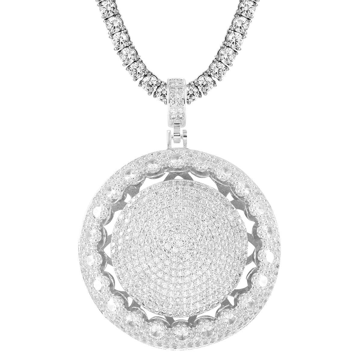 Men's Small Circle Spinner Rapper Pendant Chain - Hip Hop Jewelry for Men, Streetwear Accessories, Gift for Rappers & Music Lovers (Perfect for Concerts, Parties & Everyday Wear)
