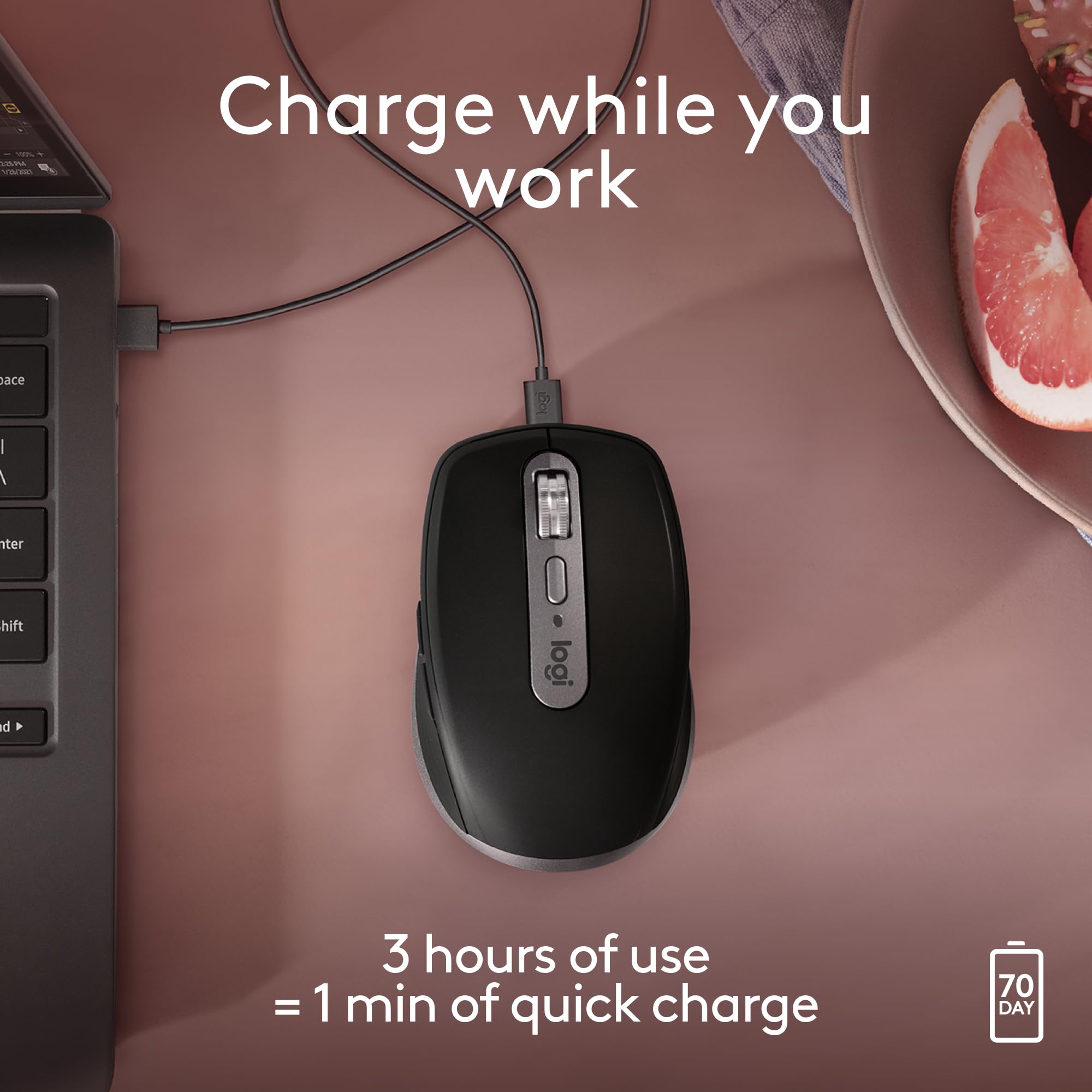 Logitech MX Anywhere 3S Wireless Bluetooth Mouse for Mac - 8K DPI Precision, Silent Clicks, USB-C Charging, Space Gray | Perfect for MacBook Pro, MacBook Air, iMac & iPad | Ideal for Office, Travel & Creative Work