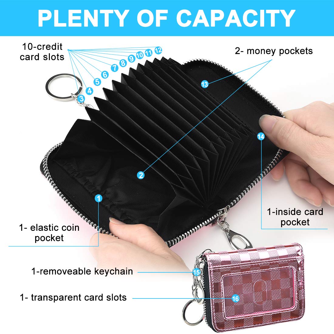 Premium HerriaT RFID Blocking Leather Wallet for Men & Women - Slim Bifold Credit Card Holder with Zipper Coin Pocket & Keychain - Ideal for Travel, Business & Everyday Use