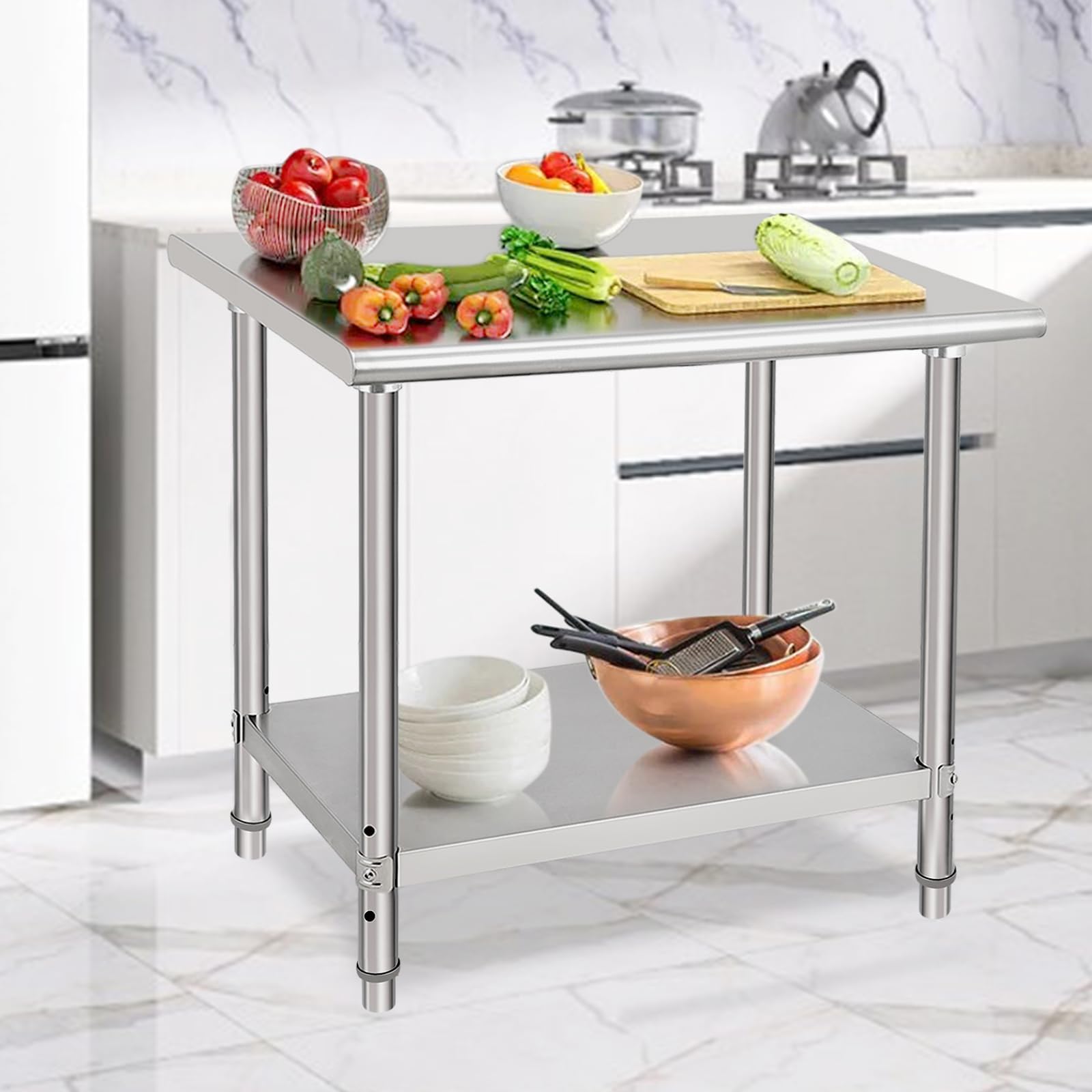 Stainless Steel Commercial Prep Table 36x24x35 Inches - NSF Certified Metal Kitchen Work Table for Restaurant, Home & Hotel Use - Ideal for Food Prep, Cooking & Serving