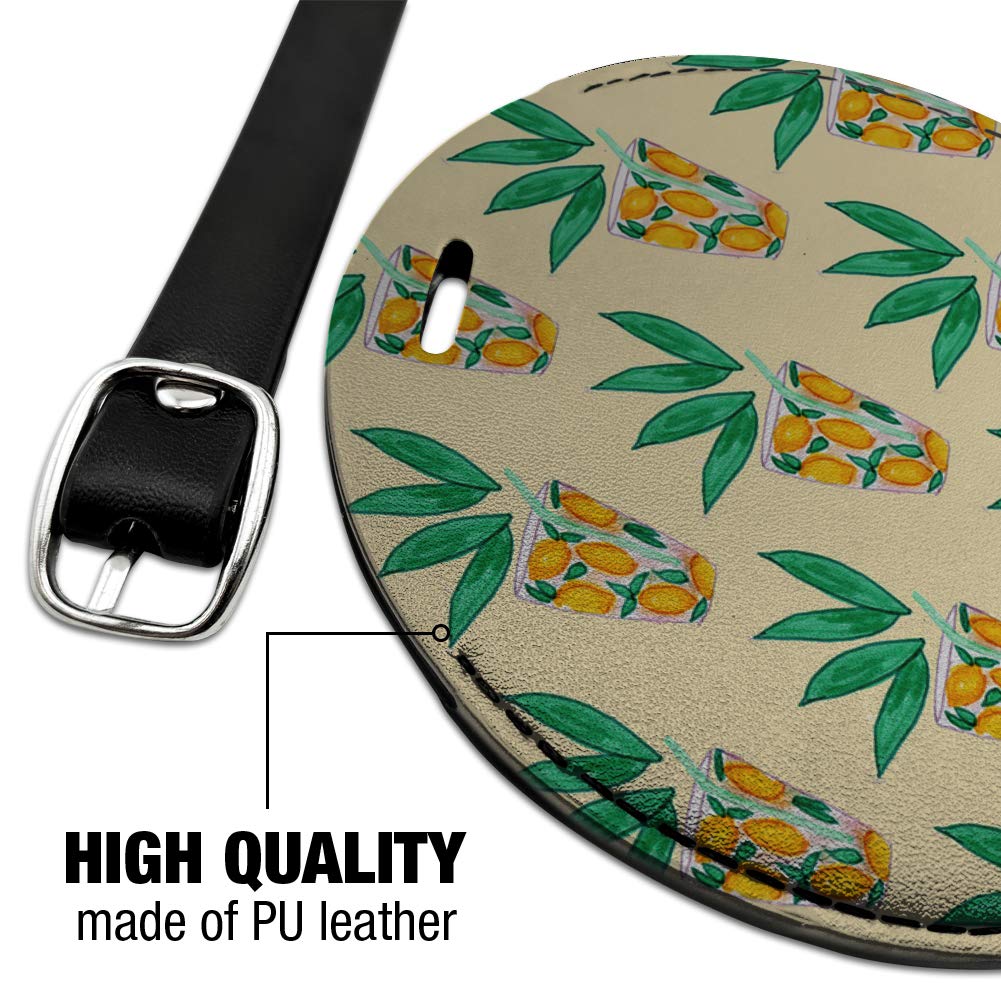 Lemonade Pattern Round Leather Luggage Tag - Durable Carry-On ID Tag for Suitcases & Travel Bags - Perfect for Vacation, Business Trips & Airplane Travel