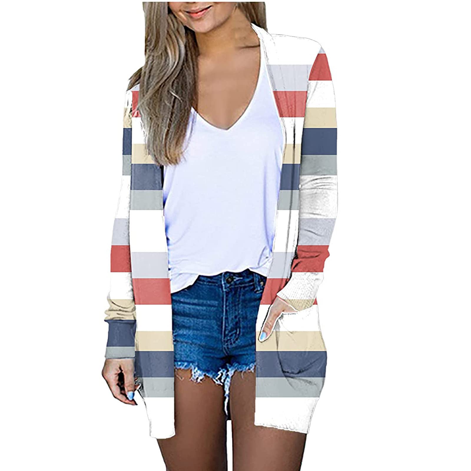 Women's Casual Long Sleeve Open Front Cardigan - Lightweight Oversized Sweater with Pockets for Layering | Perfect for Office, Travel & Cozy Home Wear