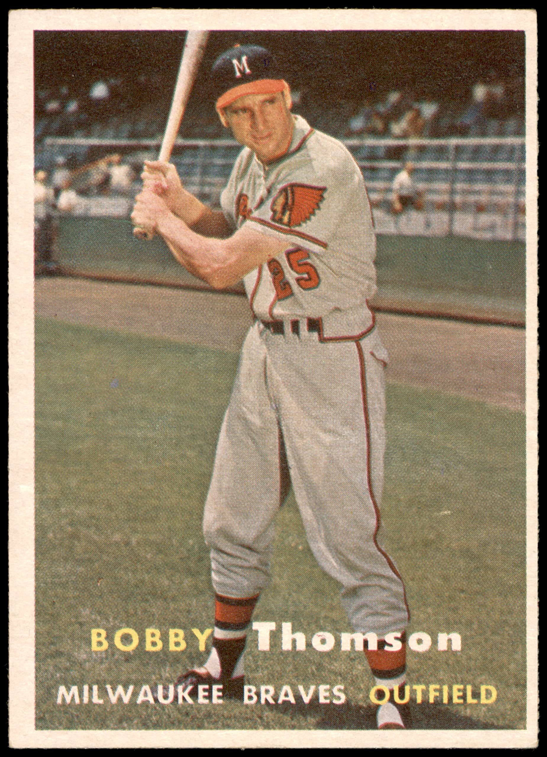 1957 Topps #262 Bobby Thomson Milwaukee Braves Baseball Card - EX Condition - Vintage MLB Collectible for Sports Memorabilia & Fan Display