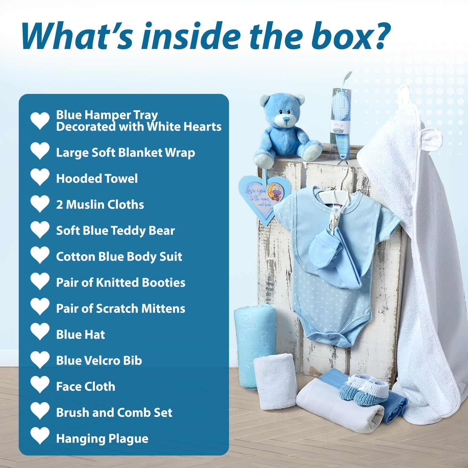Premium Baby Boy Gift Basket for Newborns - Blue Newborn Baby Boy Gift Set with Baby Essentials - Perfect Baby Shower Gift & Welcome Home Present for New Parents | Ideal for Birthdays, Christenings & Baby Showers