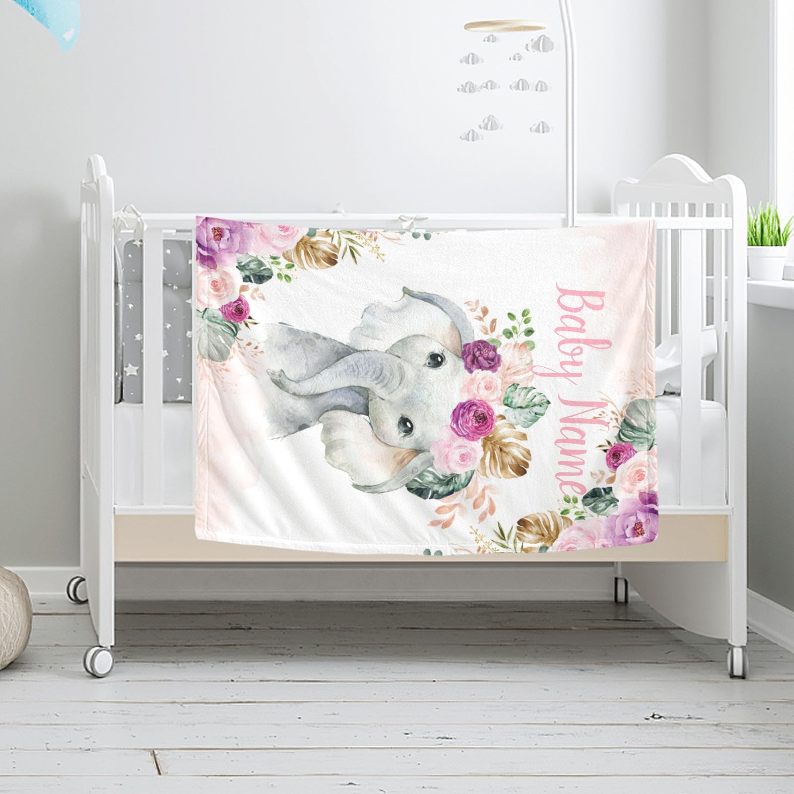 Personalized Baby Blanket with Name - Custom Elephant Design for Boys & Girls | Super Soft Newborn Blanket | Perfect Baby Shower Gift & Nursery Decor | Ideal for Cuddling, Swaddling & Photo Props