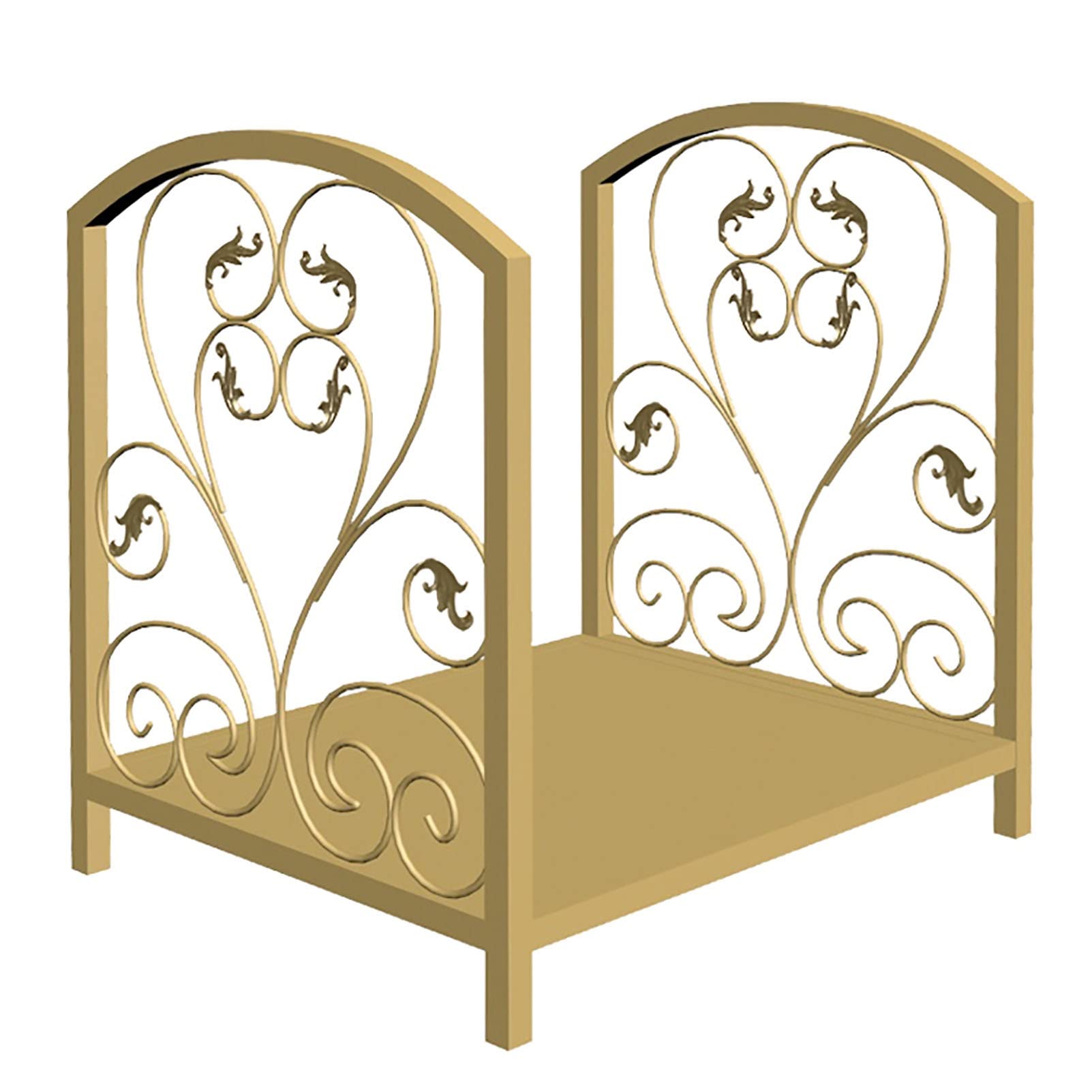 Heavy Duty Wrought Iron Scroll Firewood Rack Stand - 17.7 Inch Indoor/Outdoor Log Holder for Firewood Storage - Gold Finish - Perfect for Fireplace, Patio, and Camping Use