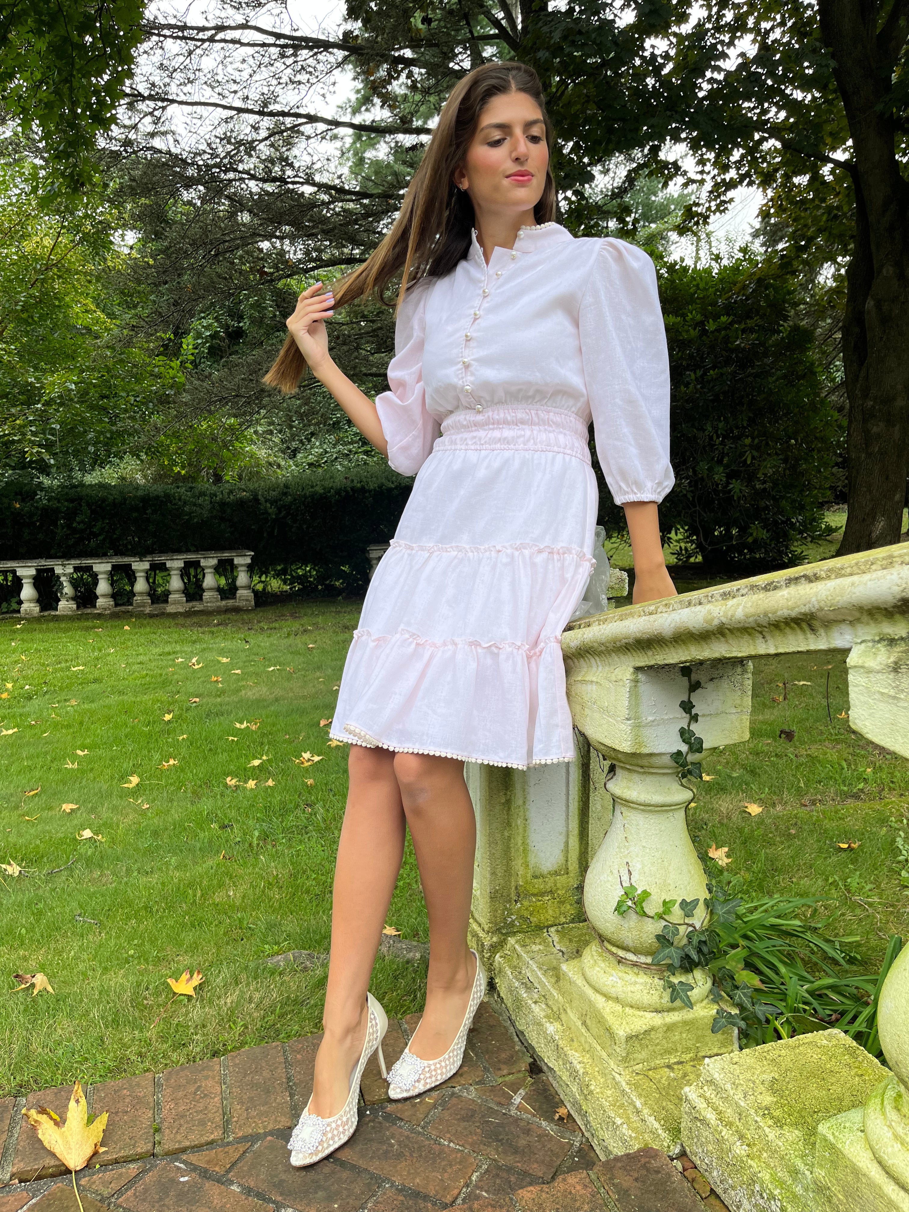 Elegant Pale Pink Linen Dress for Women - Summer Casual Flowy Maxi Dress - Perfect for Beach Vacations, Brunch Dates & Outdoor Weddings