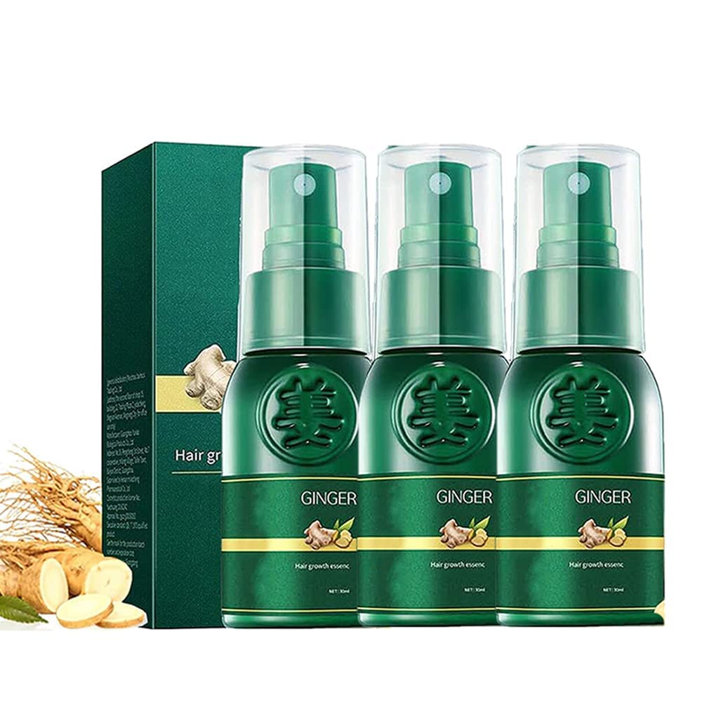 ShougaGRO Japanese Hair Growth Spray - HyunGang Korea Ginseng Hair Regrowth Serum - BotanikX Hair Regrowth Essence - 7 Days Ginger Hair Growth Treatment (3 Pack) | For Thinning Hair, Bald Spots & Healthy Scalp Care | At-Home Hair Regrowth Solution for Men & Women