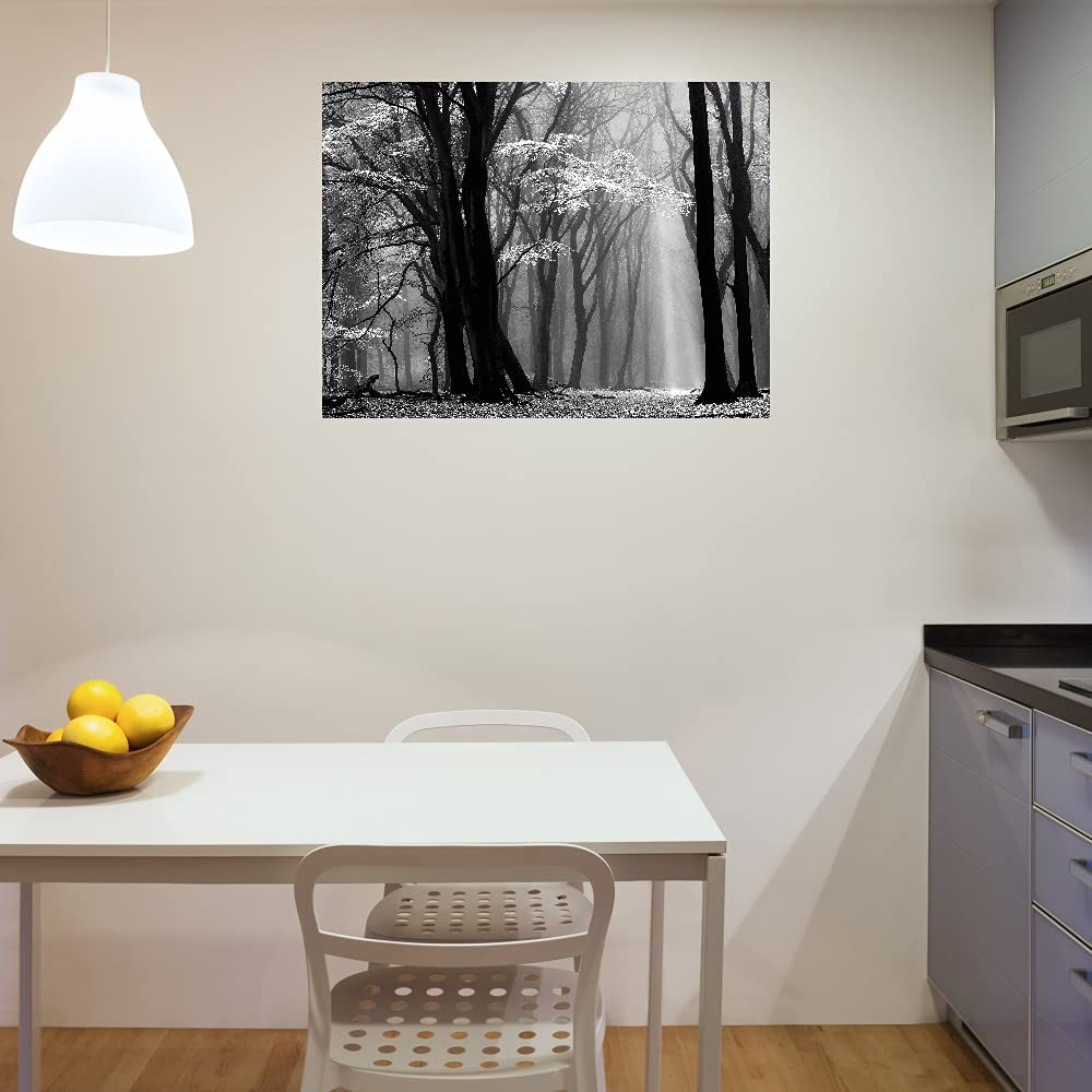 Winter Landscape Canvas Wall Art - 32x24 Inch Large Framed Painting for Bedroom & Living Room Decor | Scenic Nature Artwork by Lars Van de Goor | Perfect for Home, Office & Gift Giving