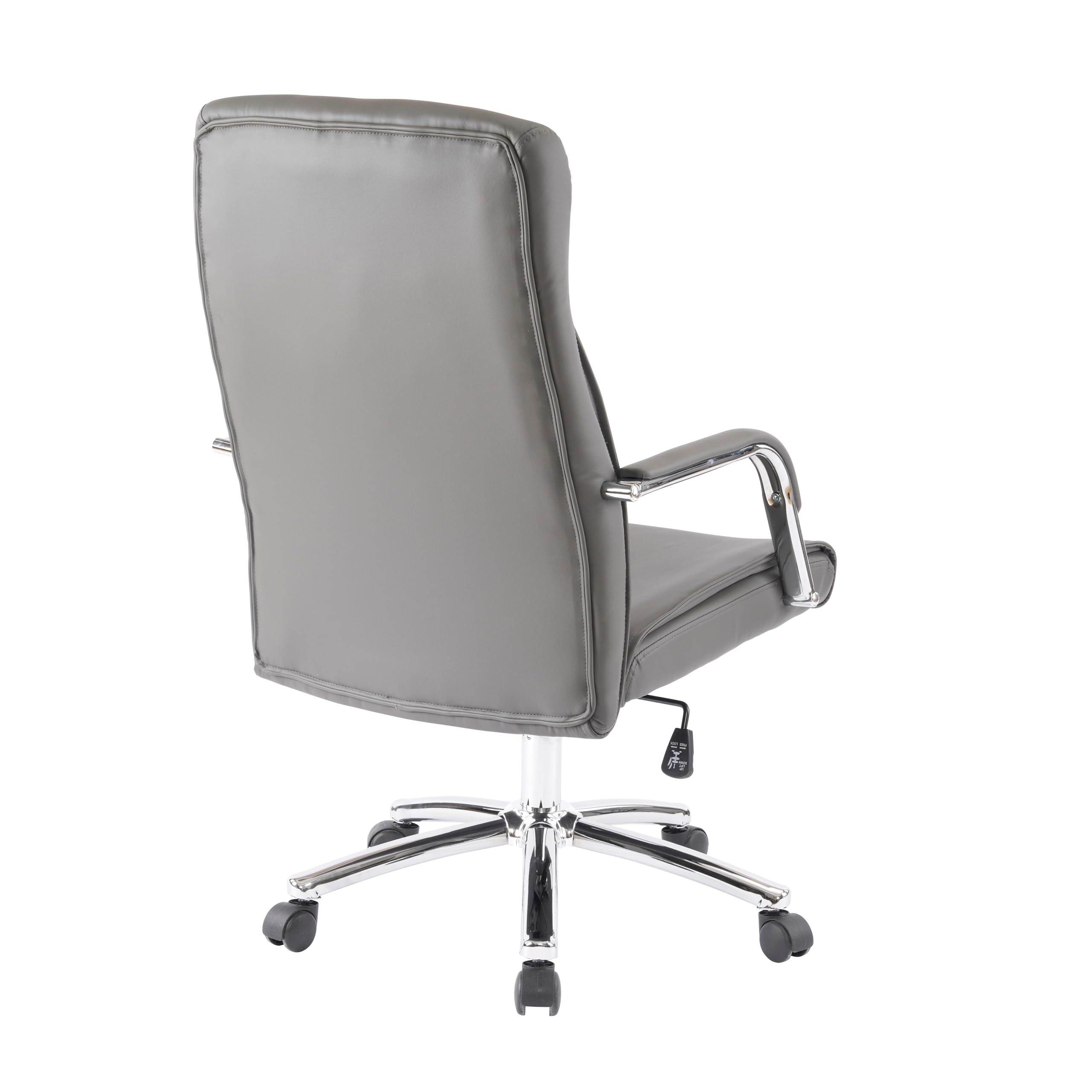 Ergonomic High Back Executive Office Chair with Adjustable Armrests & Lumbar Support - Faux Leather Managerial Desk Chair with Rocking Function (Grey) - Perfect for Home Office, Conference Rooms & Workspaces