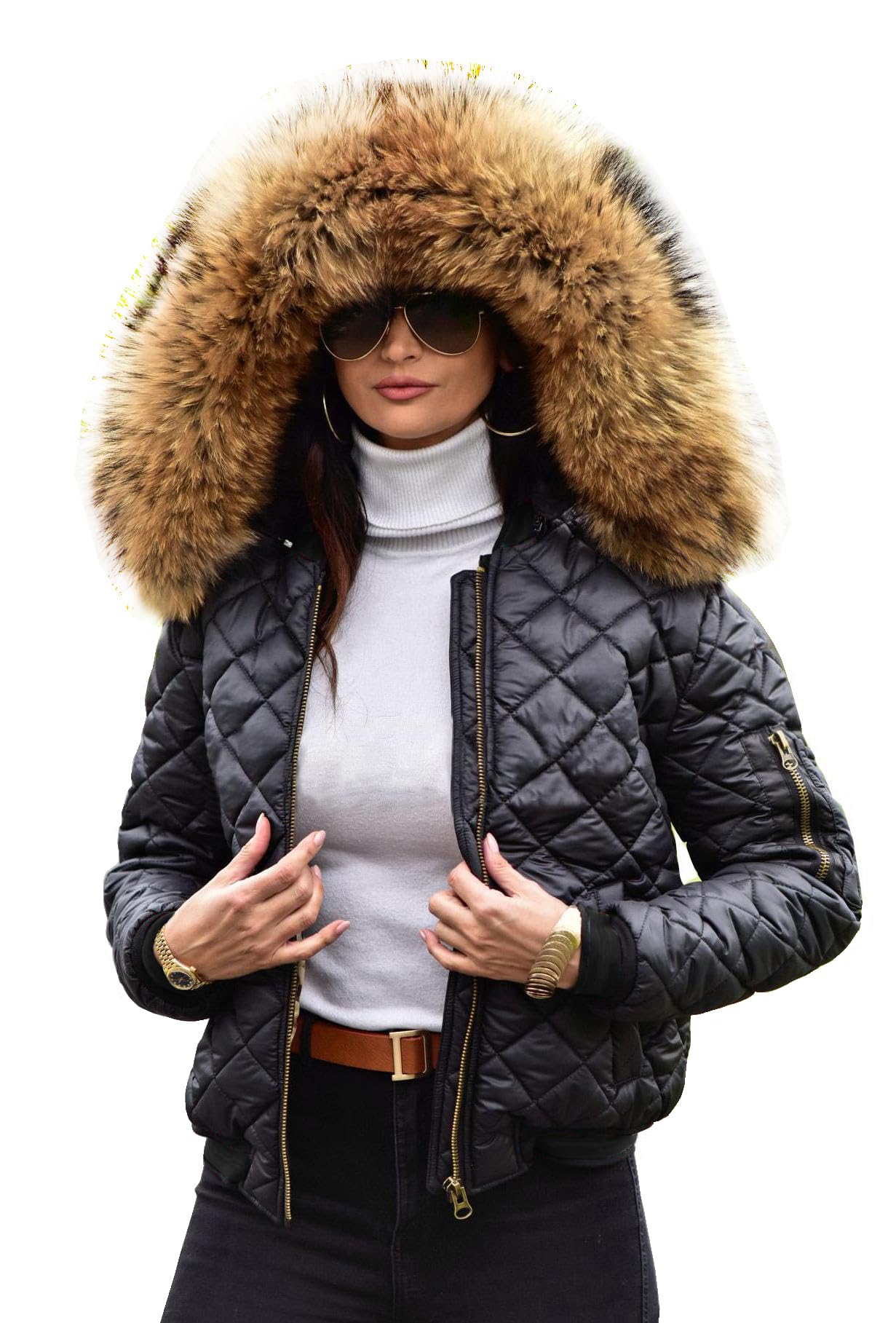 Roiii Women's Winter Warm Down Jacket - Thick Slim Puffer Coat with Hood, Waterproof Parka for Outdoor Activities | Perfect for Skiing, Snowboarding & Cold Weather Fashion