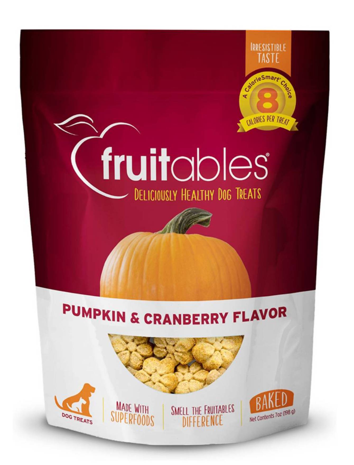 Fruitables Pumpkin & Cranberry Dog Treats - Healthy Natural Snacks for Dogs - Perfect for Training, Rewards & Digestive Health