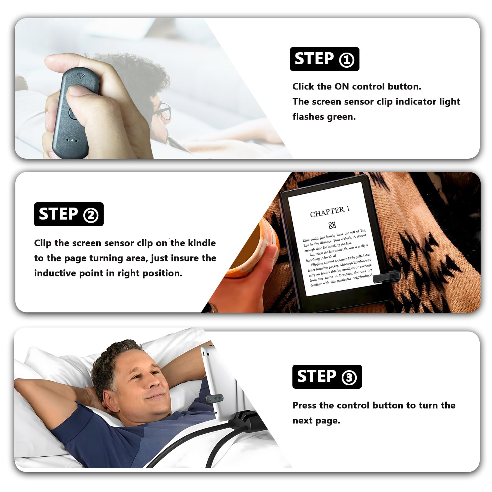 Wireless Remote Control Page Turner for Kindle Paperwhite, iPhone & iPad - Hands-Free Reading Aid for Books & Novels, Perfect for Photographers & Online Meetings (Ideal for Bedtime Reading, Classroom Presentations & Video Calls)