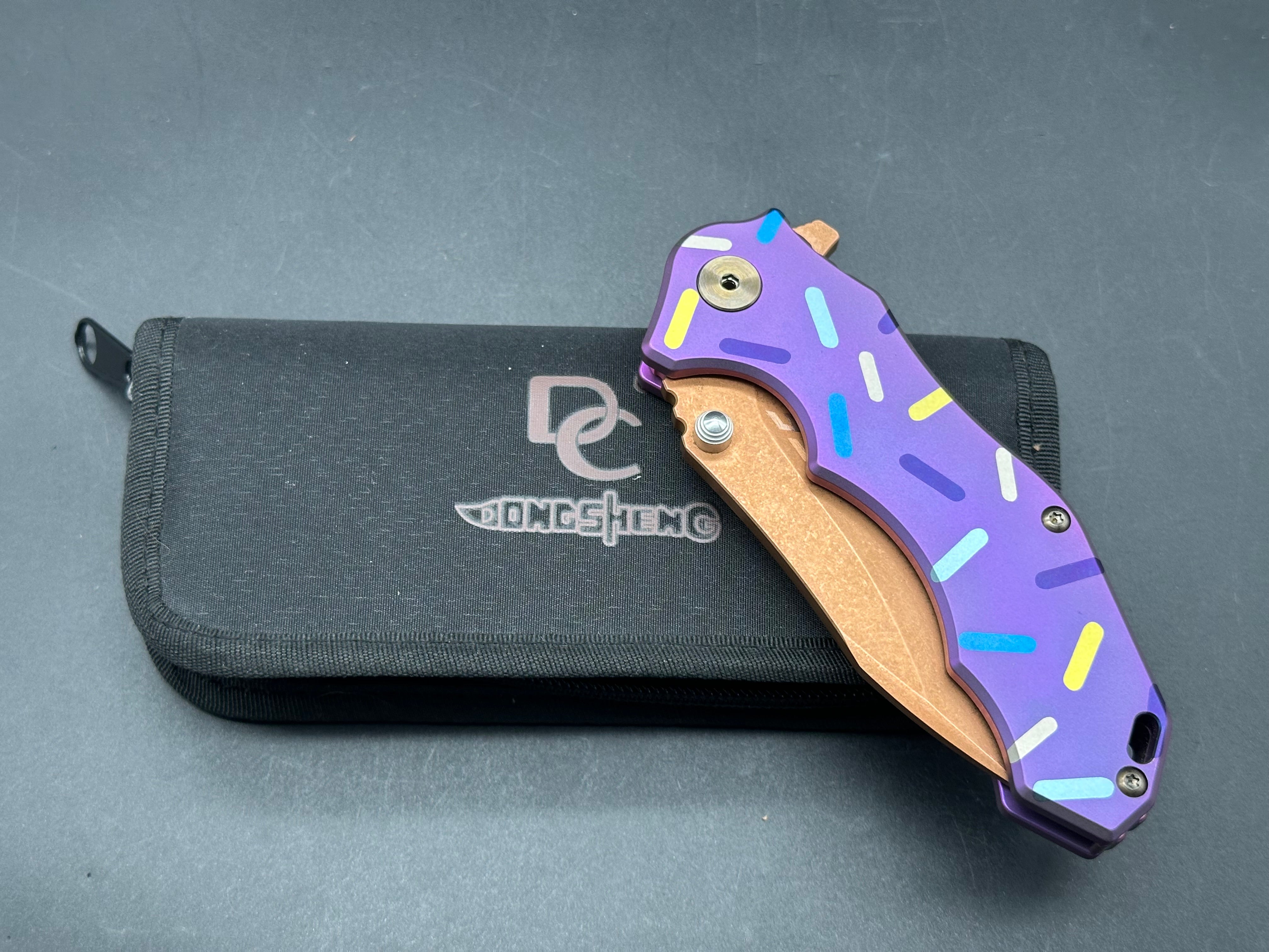 Eafengrow EF905 Custom Dessert Warrior Pink Ti Knife - Sprinkle Print Frame - Perfect for Camping, Outdoor Adventures & Everyday Carry (EDC)