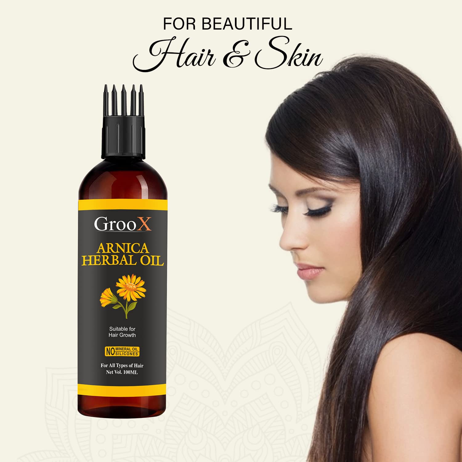 GrooX Arnica Herbal Hair Oil for Hair Growth & Scalp Care - 100% Natural Unisex Treatment (100ml) - Promotes Thicker, Stronger Hair for Men & Women - Perfect for Daily Use & Styling