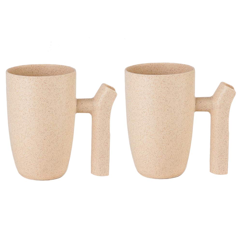 DOITOOL 2-Pack Wheat Straw Toothbrush Holder - Unbreakable, Biodegradable Bathroom Organizer for Toothbrushes & Cups | Perfect for Water, Tea, Milk, Juice Storage (Beige) - Ideal for Eco-Friendly Homes, Dorm Rooms & Travel