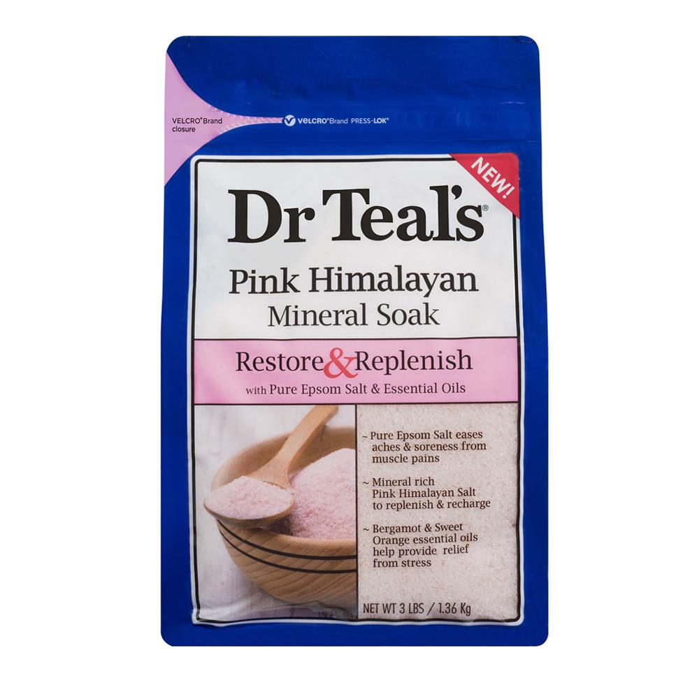 Dr Teal's Epsom Bath Salt with Pink Himalayan Minerals - 3 lbs (1.36kg) for Relaxation, Muscle Relief & Detox - Perfect for Spa Nights & Self-Care Routines
