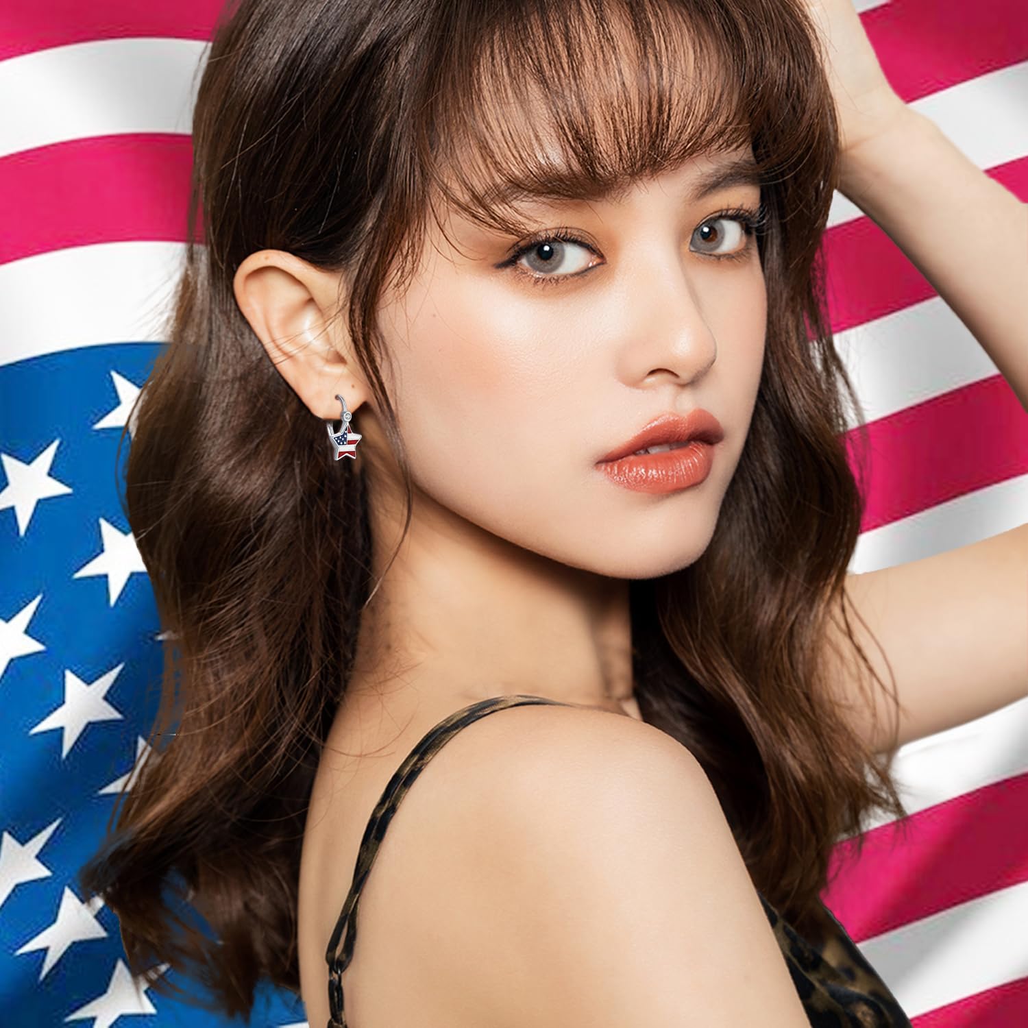 925 Sterling Silver American Flag Earrings for Women - Patriotic USA Jewelry, Perfect for 4th of July, Independence Day & Birthday Gifts | Great for Parties, Celebrations & Everyday Wear