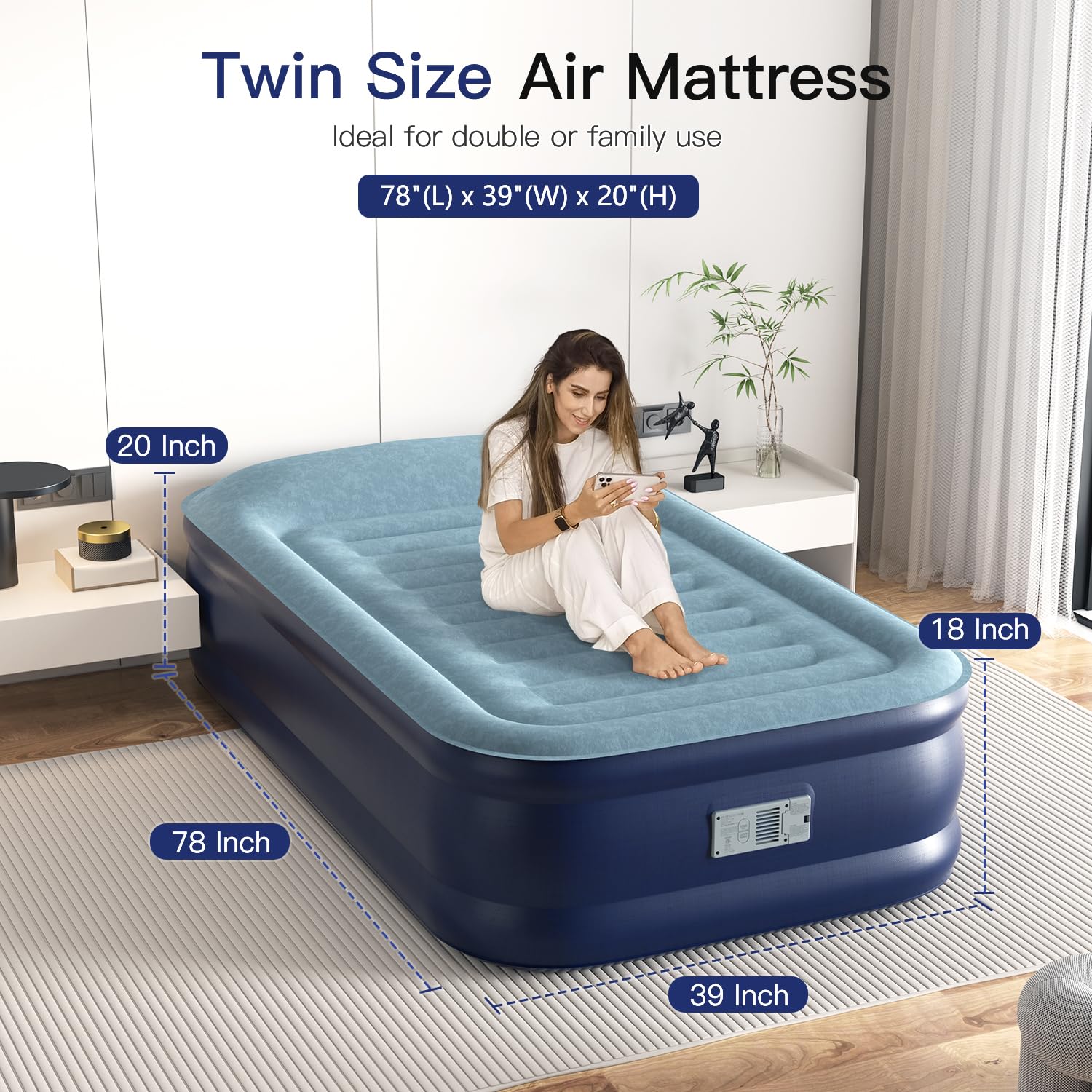 **Twin Air Mattress with Built-in Pump - 20
