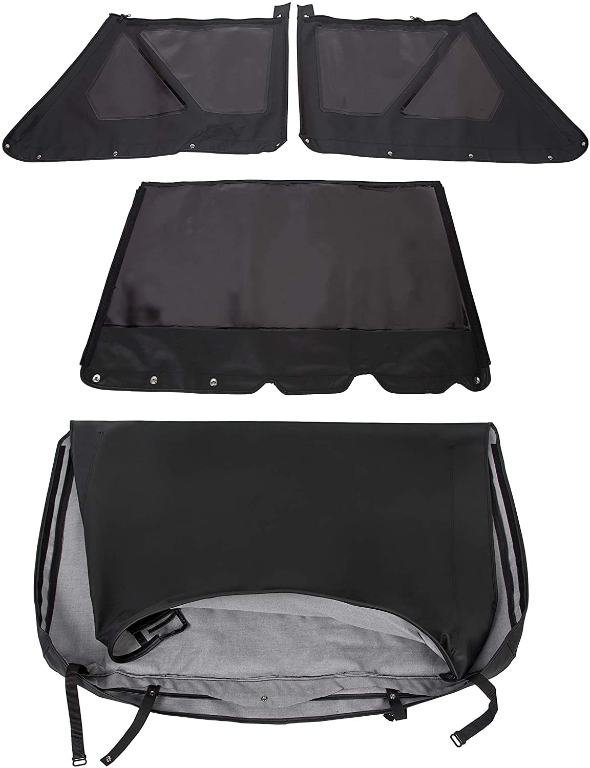 1986-1994 Suzuki Samurai Convertible Soft Top with 3-Piece Support Bow & Zip-Out Windows - Durable Replacement Roof for Off-Roading & Summer Driving (2-Pack)