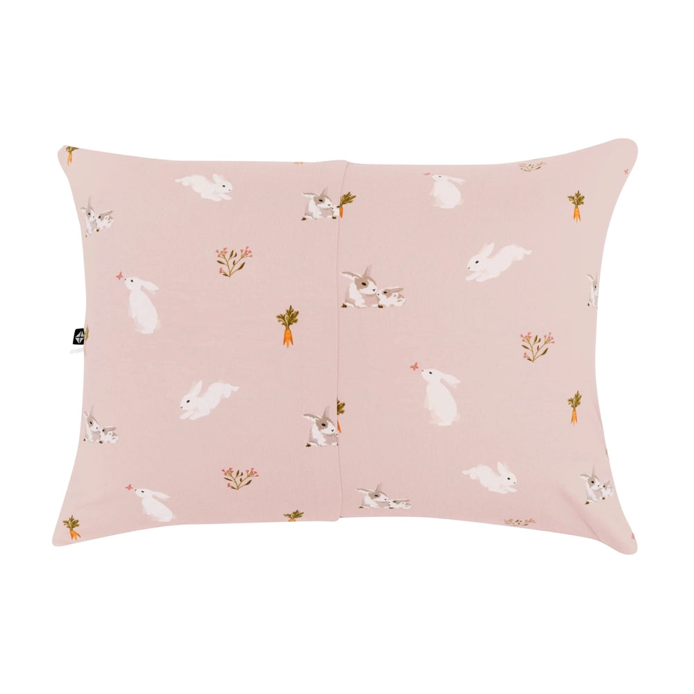 Kyte Baby Toddler Pillowcase - Soft Organic Cotton Blush Rabbit Print - Perfect for Nursery, Travel & Toddler Bedrooms
