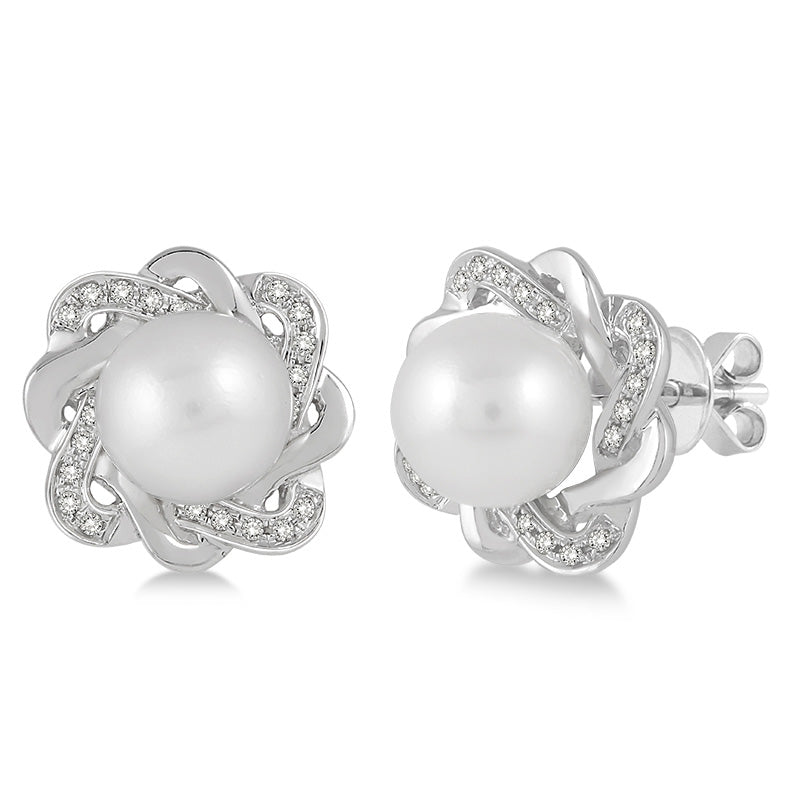 Exquisite Flower Pearl & Diamond Earrings for Women - Elegant Jewelry Gift for Weddings, Parties & Special Occasions