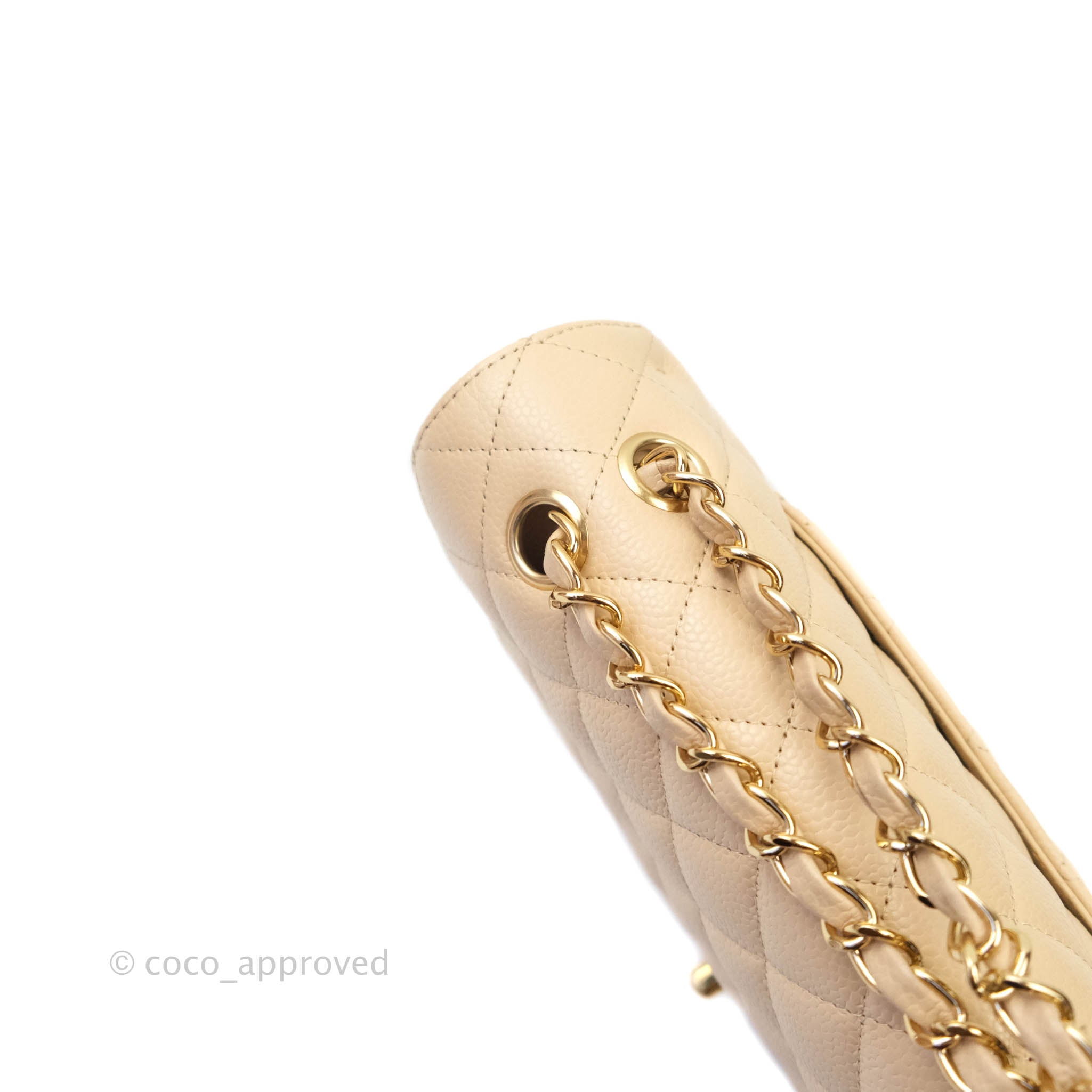 Chanel Classic M/L Medium Double Flap Bag in Beige Caviar Leather with Gold Hardware - Luxury Handbag for Women, Perfect for Work, Date Night & Special Occasions