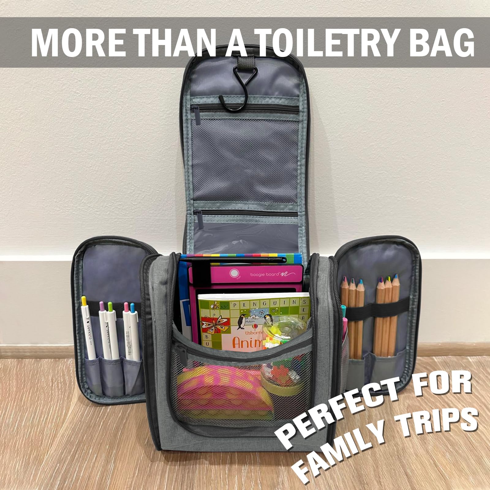 WOOMADA Waterproof Travel Toiletry Bag for Women - Hanging Makeup Organizer with 7 Compartments & Metal Hook - Perfect Cosmetic Storage for Brushes, Toiletries & Beauty Essentials - Ideal for Vacation, Gym, Business Trips & Daily Use