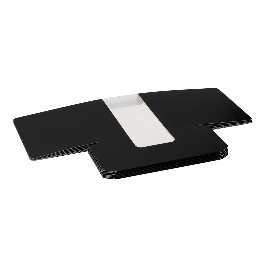 Restaurantware Pastry Tek 9.8 x 4.7 x 3.9 Inch 100-Pack Disposable Donut Boxes with Clear Window | Easy Assembly Black Paper Cookie Packaging for Muffins, Cupcakes & Mini Cakes | Perfect for Bakeries, Cafés & Catering Events