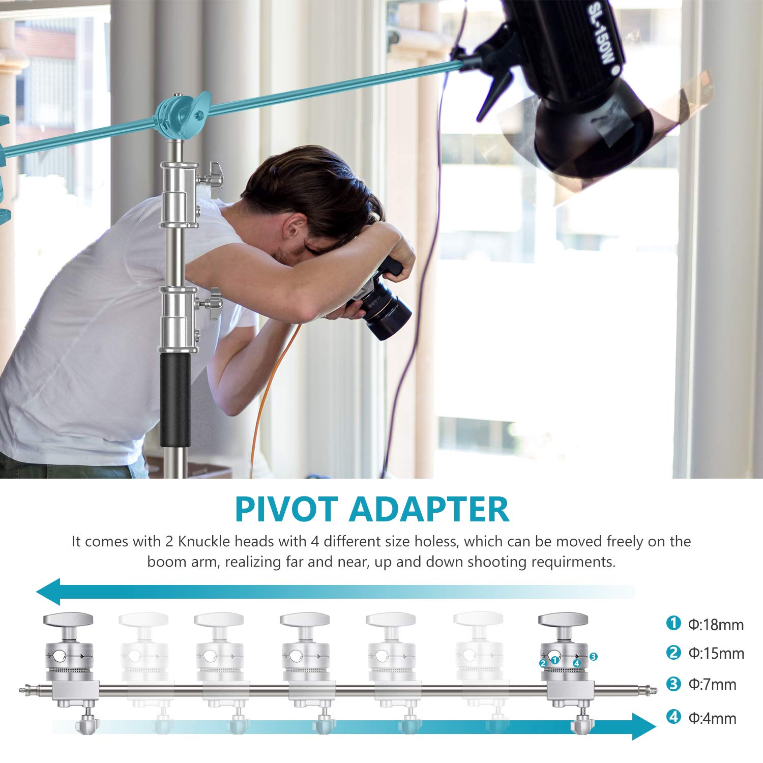 Neewer 10ft/3m Adjustable Heavy Duty C-Stand with 4ft/1.2m Boom Arm - Professional Photography Light Stand Kit Includes 2 Grip Heads & Carry Bag for Studio Lighting, Reflectors, Umbrellas, Monolights - Perfect for Portrait, Product, and Video Shooting