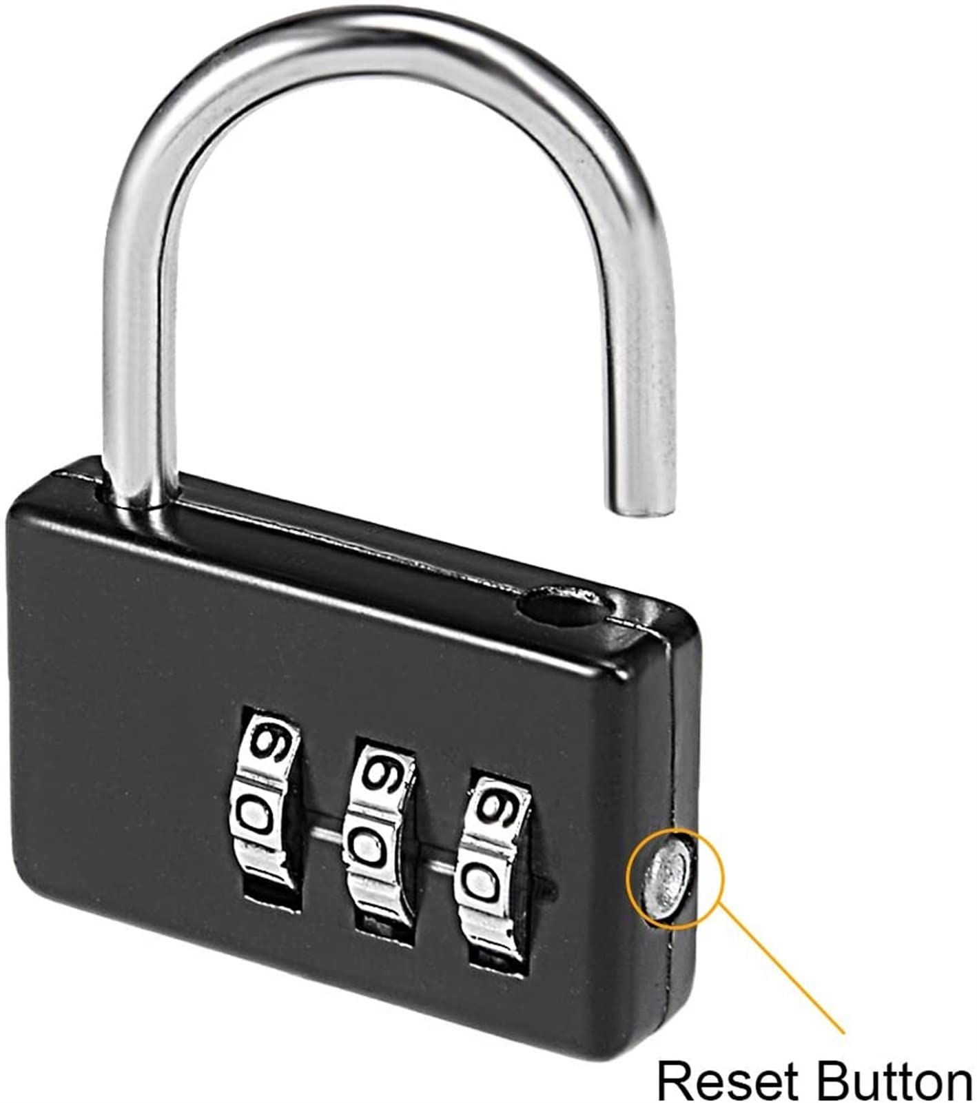 3 Digit Combination Padlock - Corrosion Resistant, Weatherproof Zinc Alloy Lock with 3.6mm Shackle for Doors & Windows - Easy to Install (Black) - Ideal for Home Security, Storage Units & Outdoor Use
