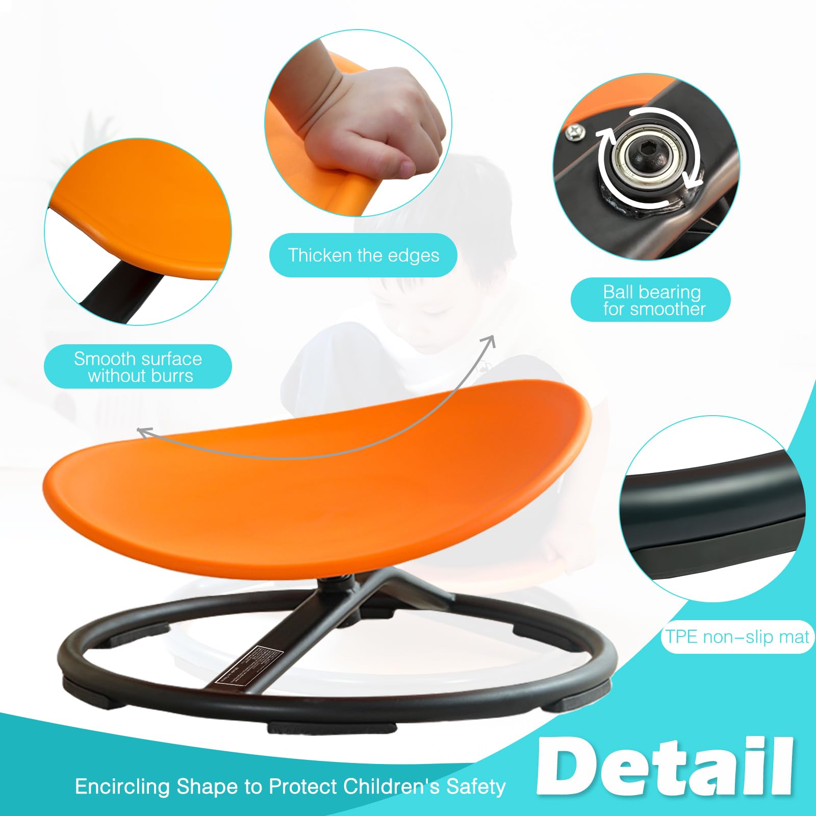 Sensory Spinning Chair for Autistic Kids - Training Body Coordination & Balance - Perfect for Therapy, Classroom, and Home Use