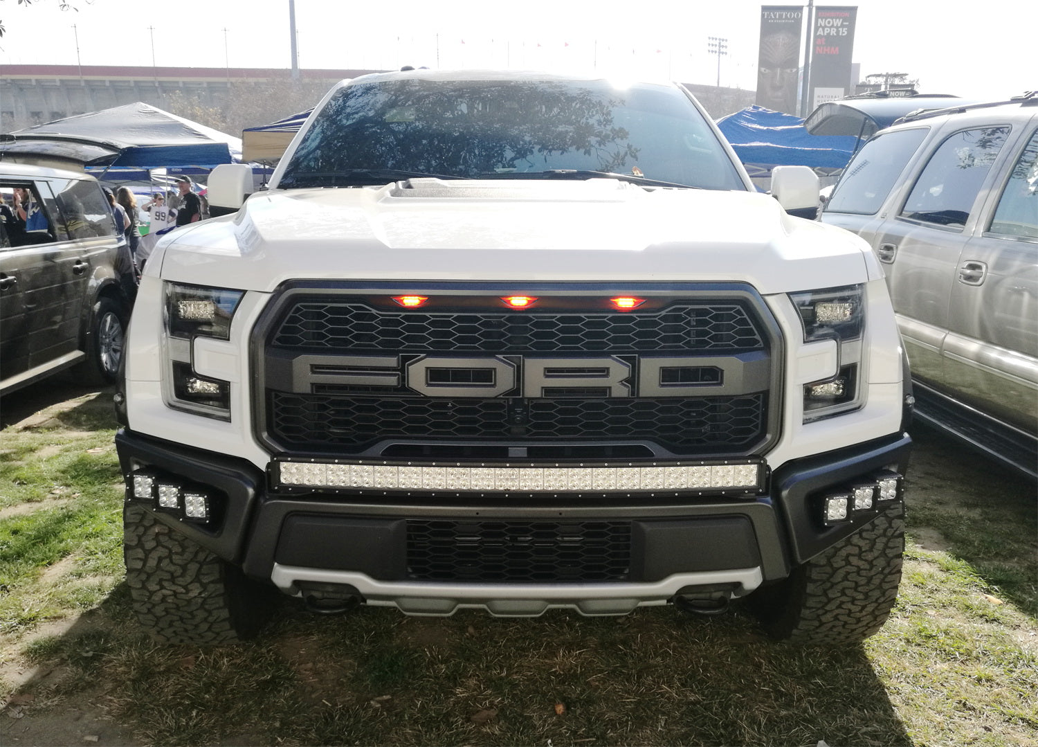 3pcs Smoked 12 SMD Amber Yellow LED Front Grille Running Lights for Ford Raptor - Durable Off-Road Lighting for Trucks & SUVs, Perfect for Night Driving and Adventure Trips